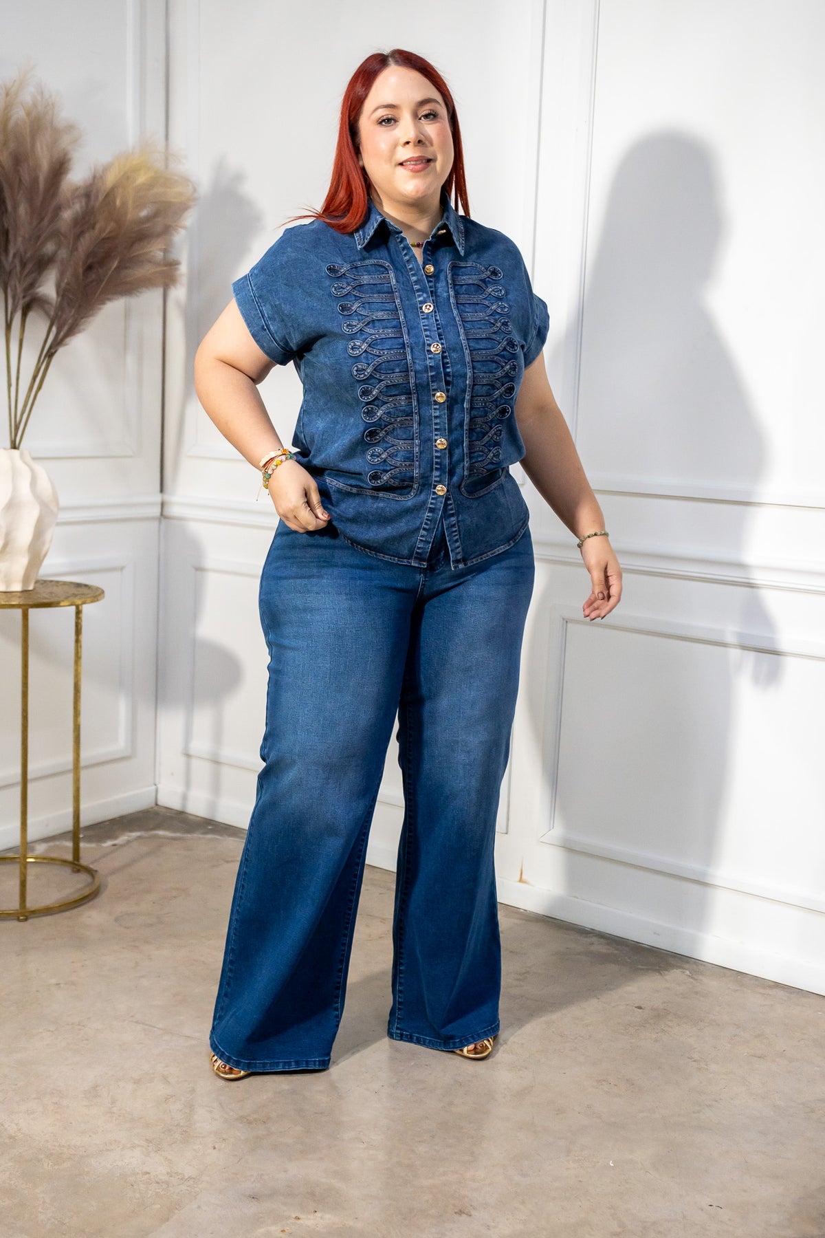 Jeans Curvy Wide Leg Liso Oscuro