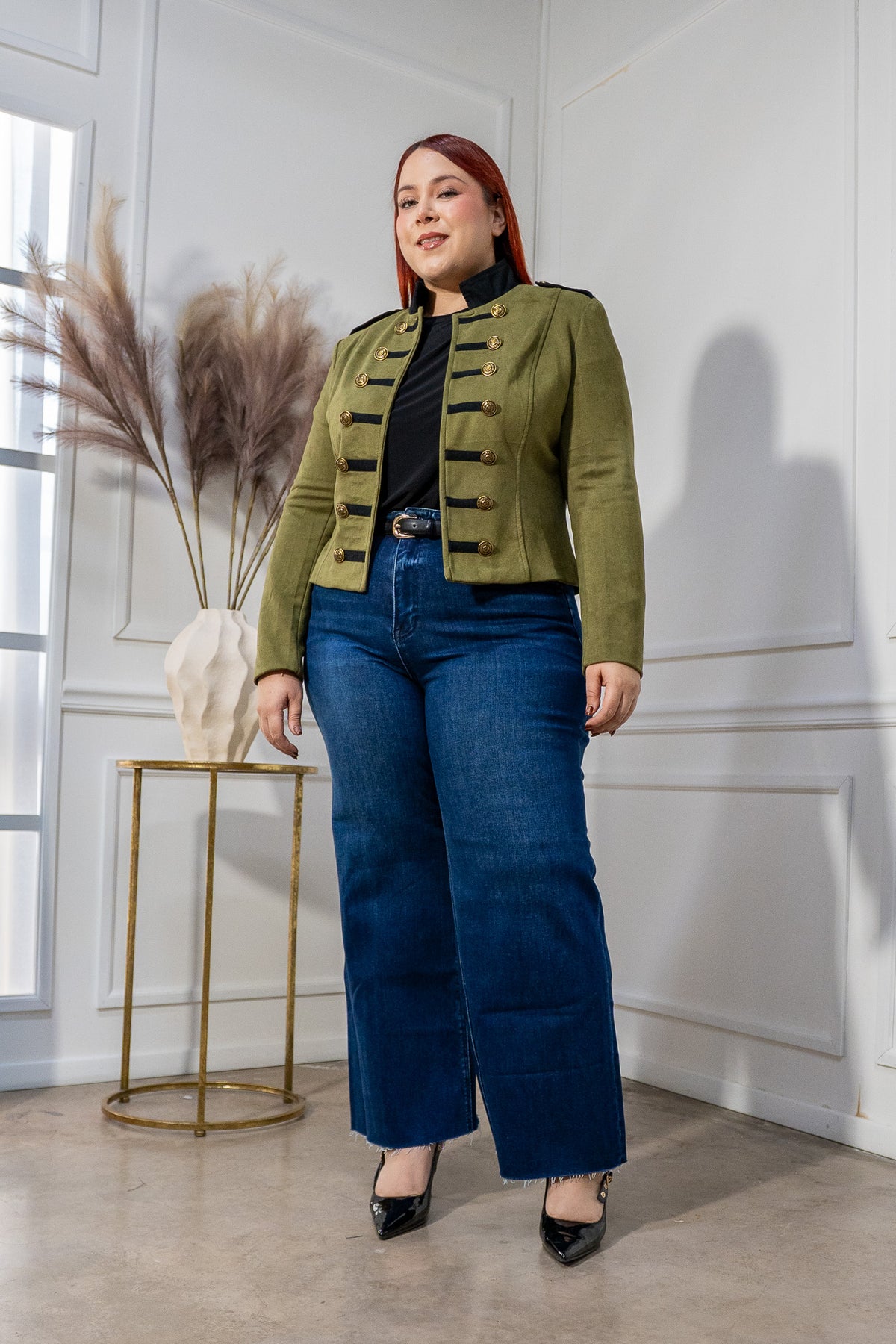 Jeans Wide Leg Crop Liso Curvy Oscuro Algodón