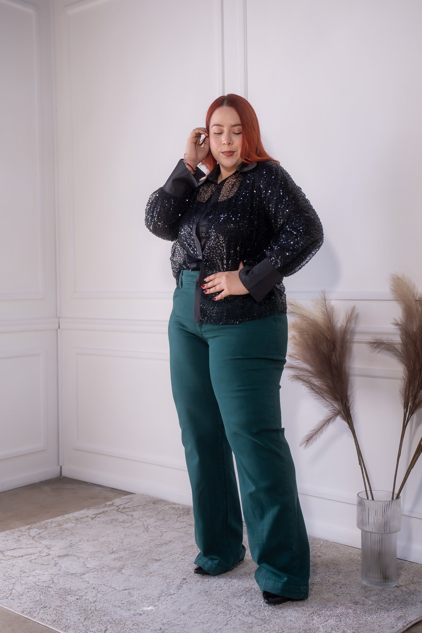 Camisa lentejuelas neg