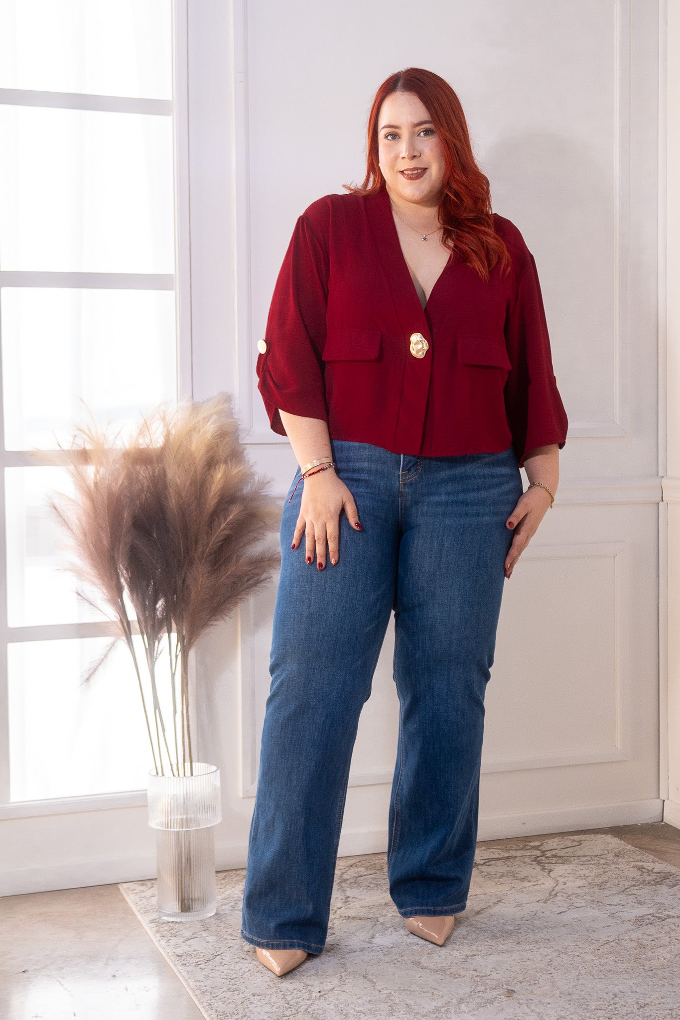 Blusa tipo jacket tinta