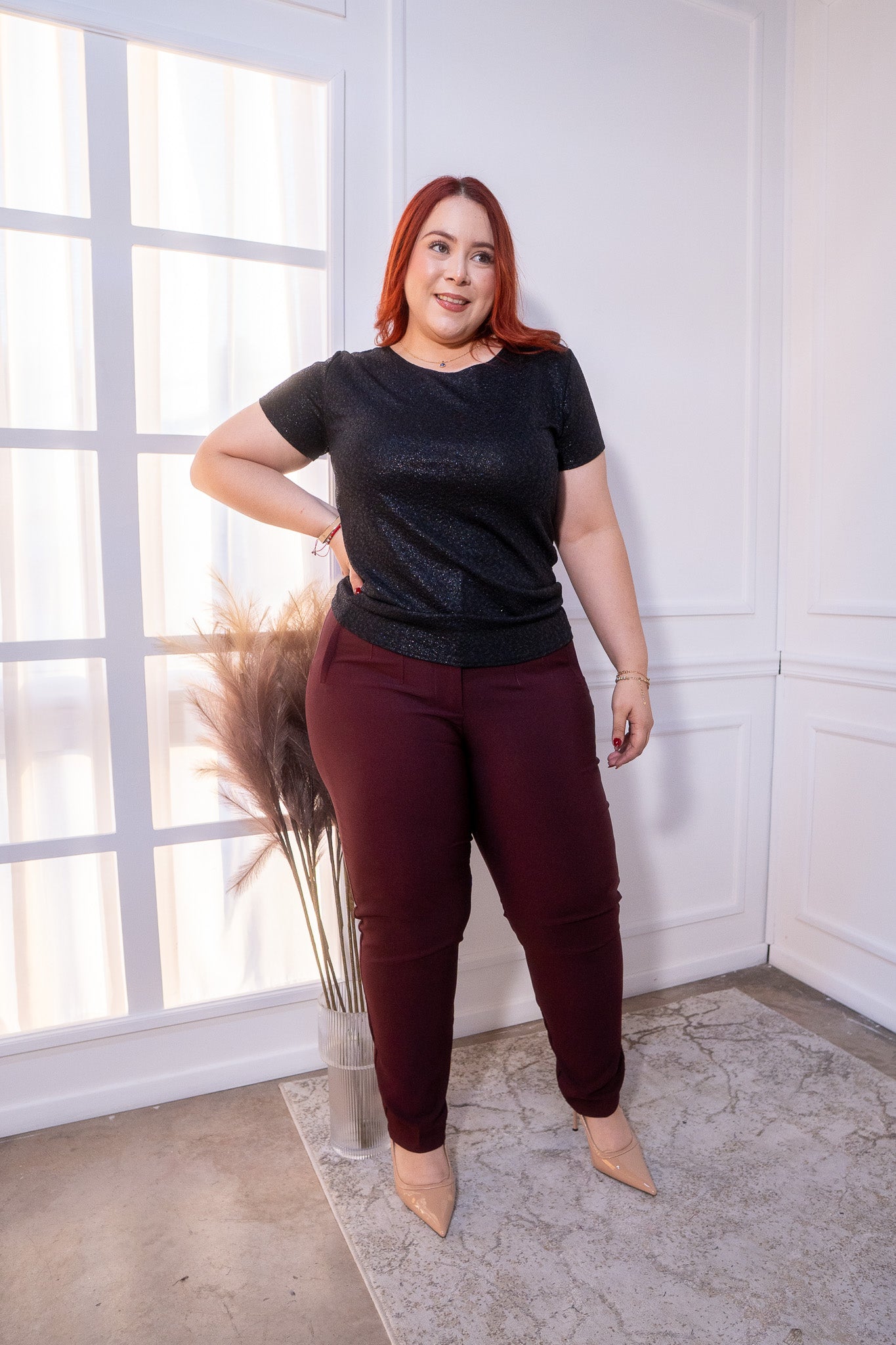 Blusa textura brillos neg