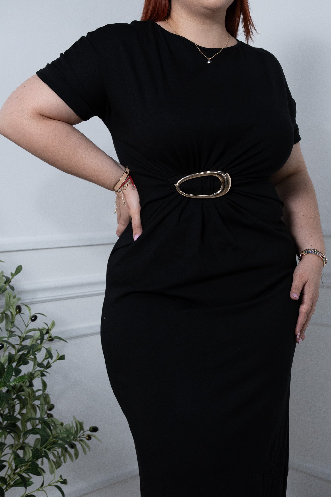 Vestido largo c/aplicación neg