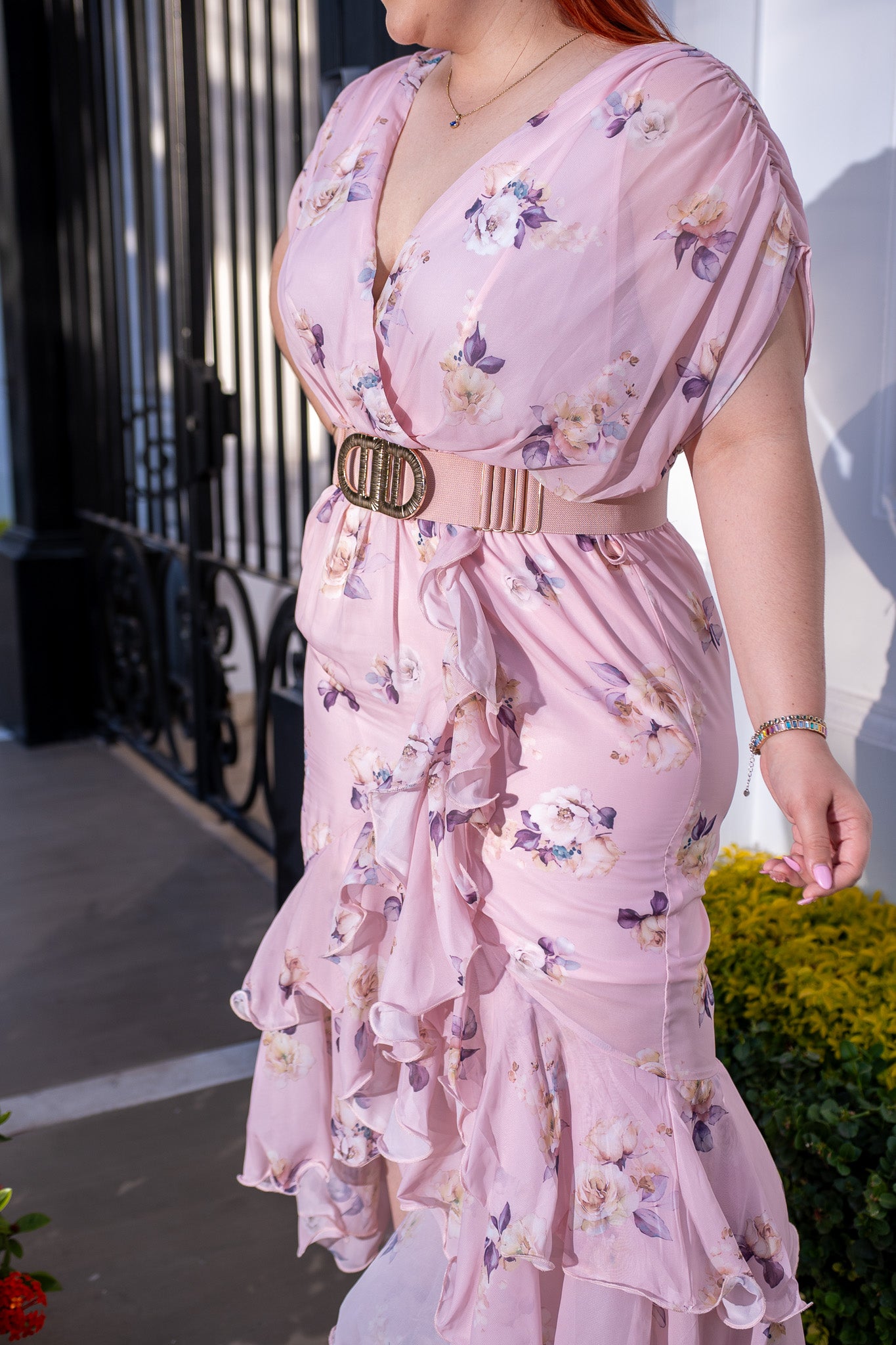 Vestido largo cruzado flores