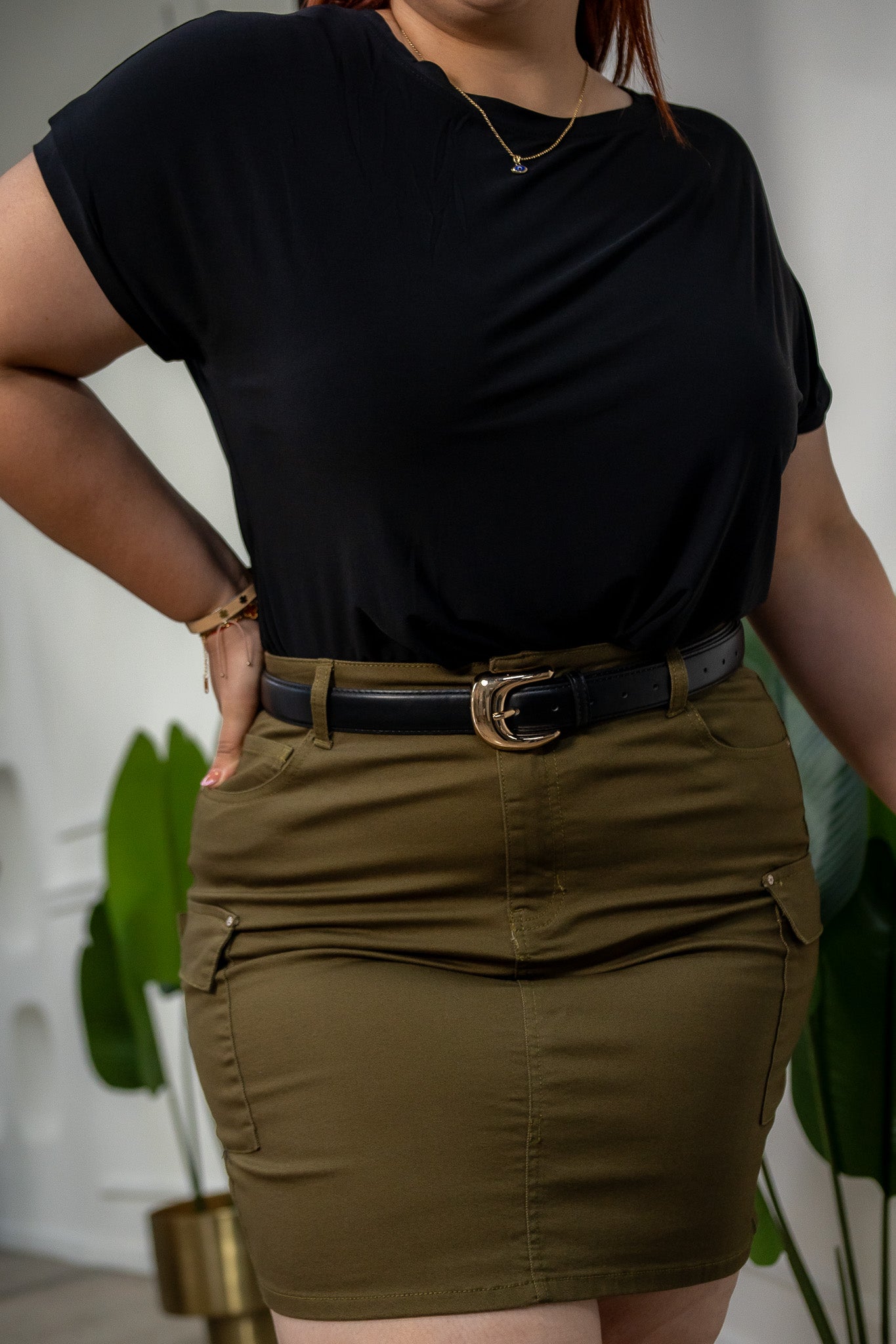 Falda Tipo Cargo Curvy Olivo