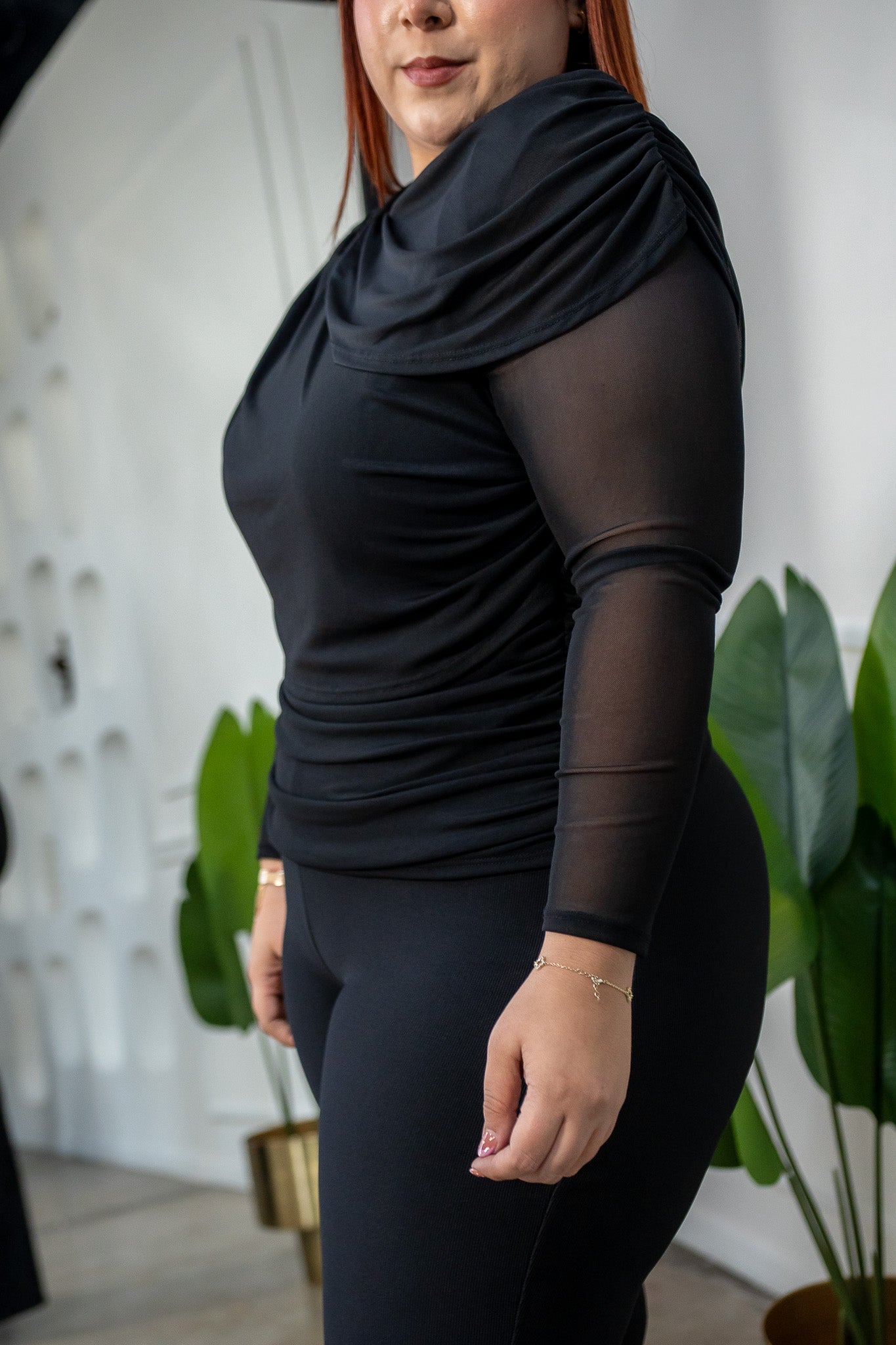 Blusa Mesh con Capas Curvy Negro