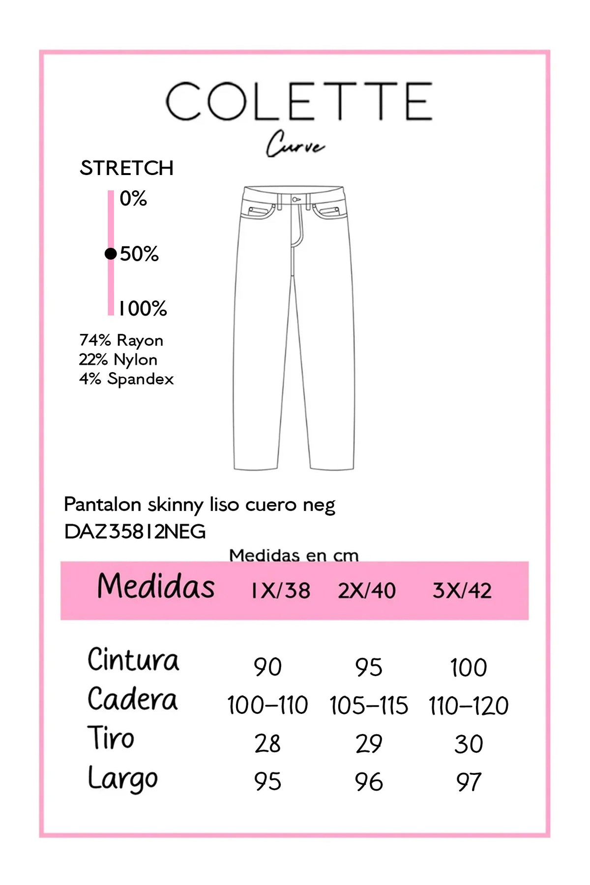 Pantalón Curvy Skinny Efecto Cuero Negro