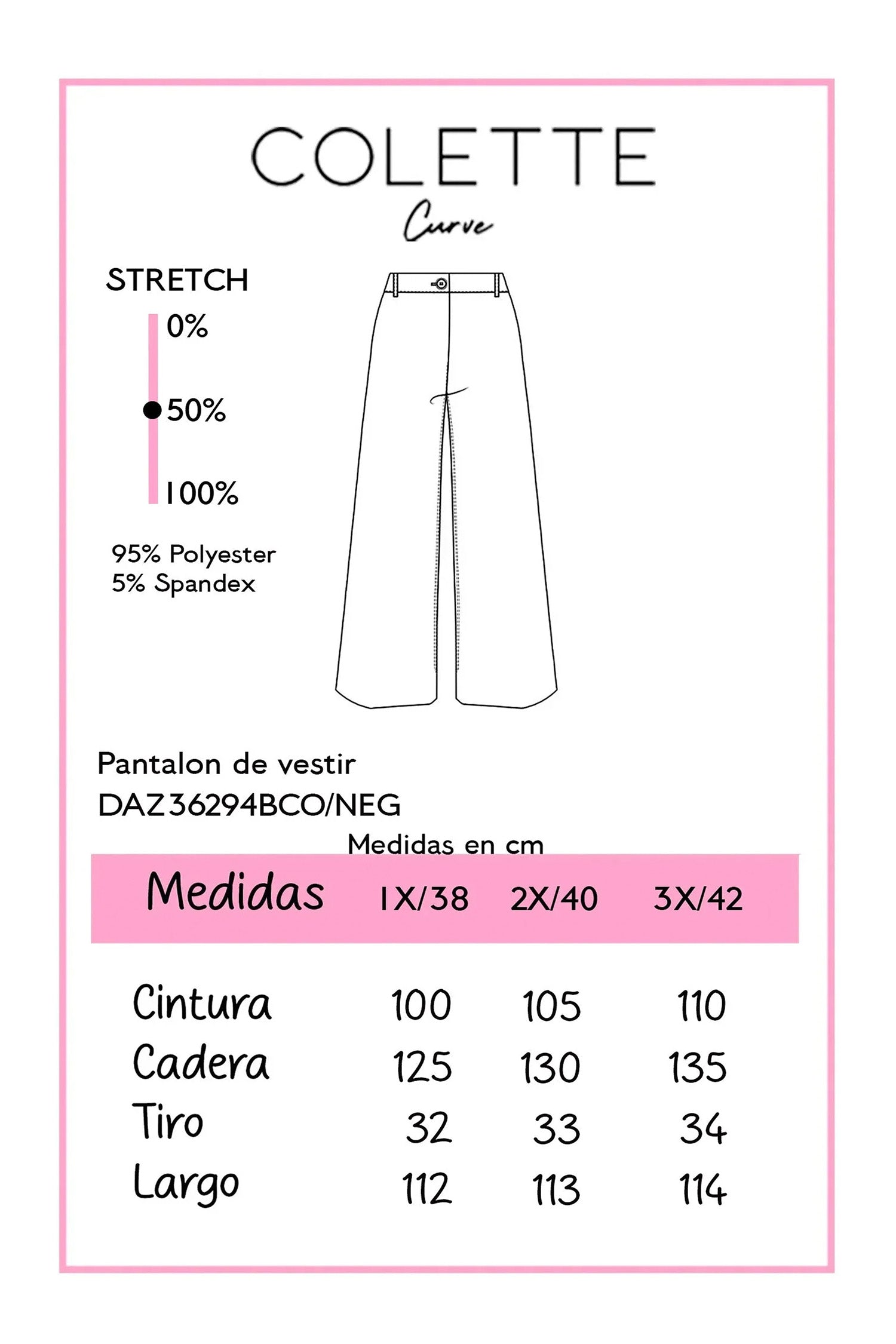 Chart de medidas Pantalon de Vestir Curvy Negro