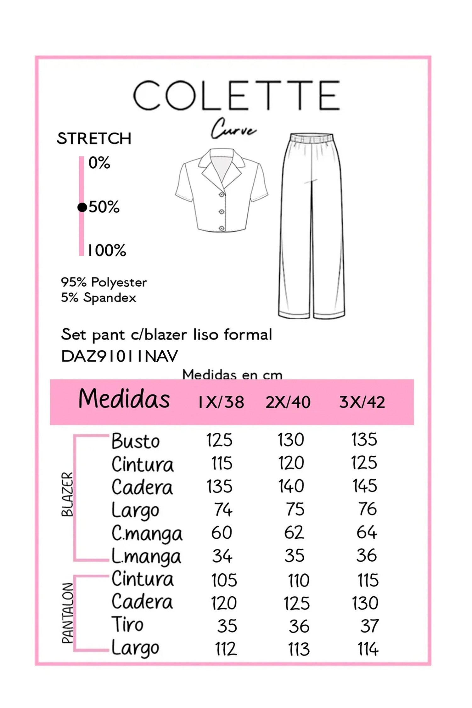 Chart medidas DAZ91011NAV