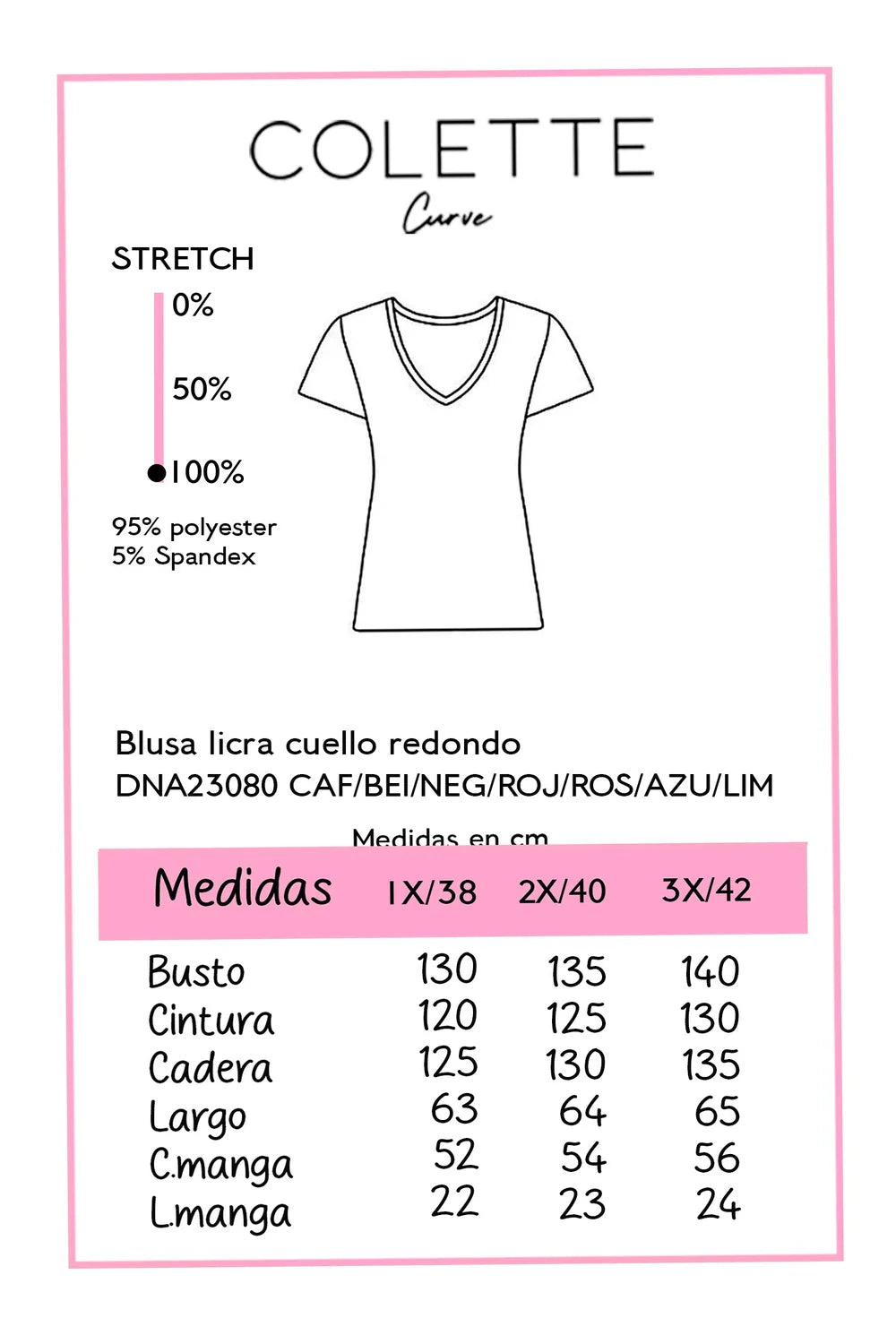 Blusa curvy licra cuello redondo manga corta verde