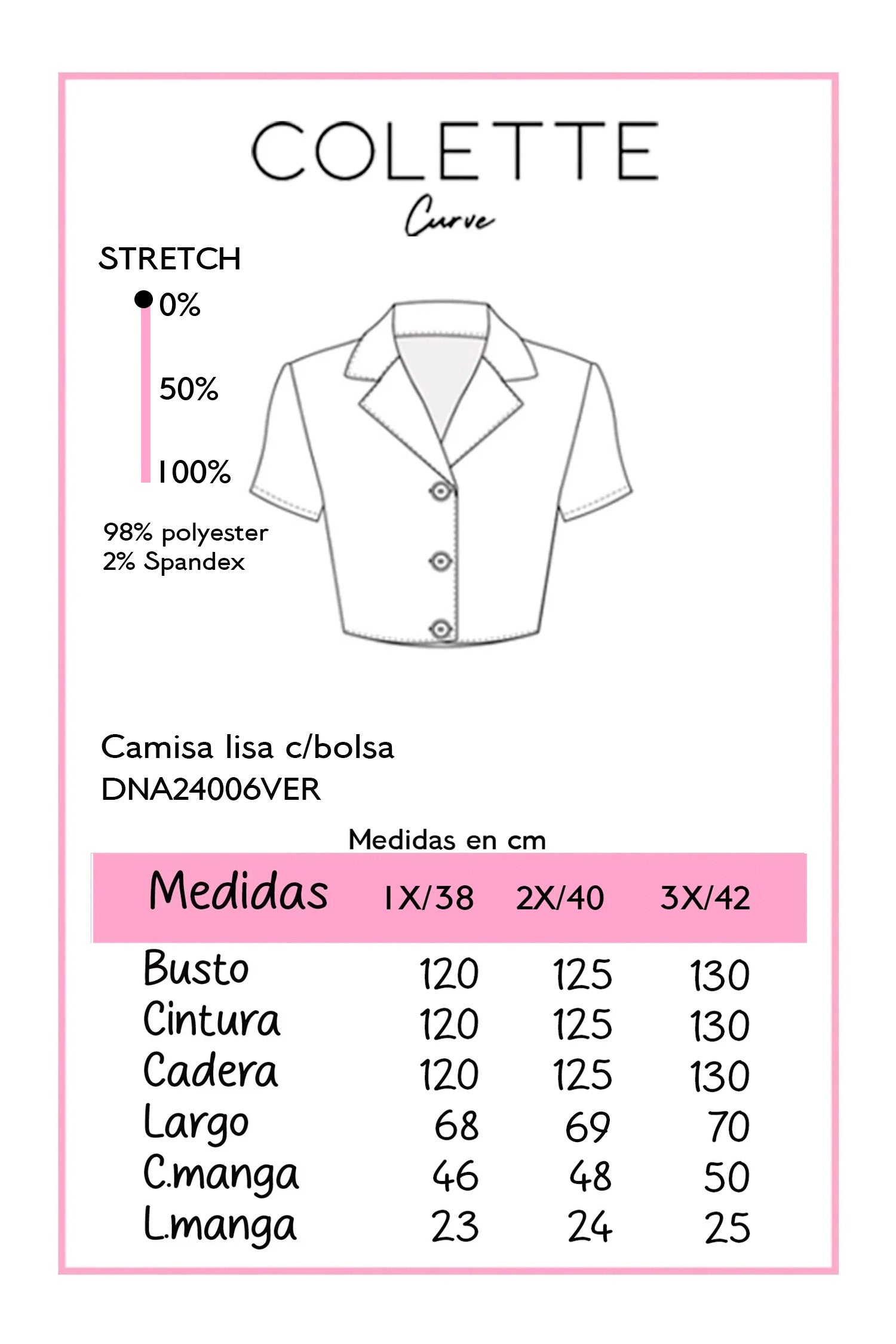 Tabla de medidas DNA24006VER