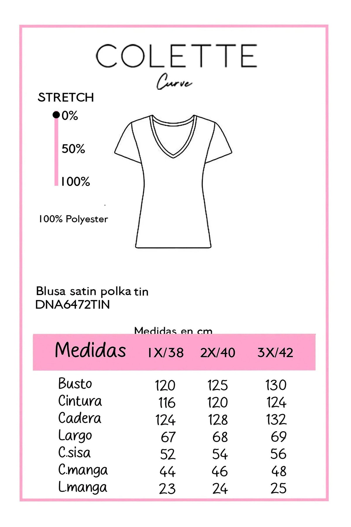 Tabla de medidas DNA6472TIN