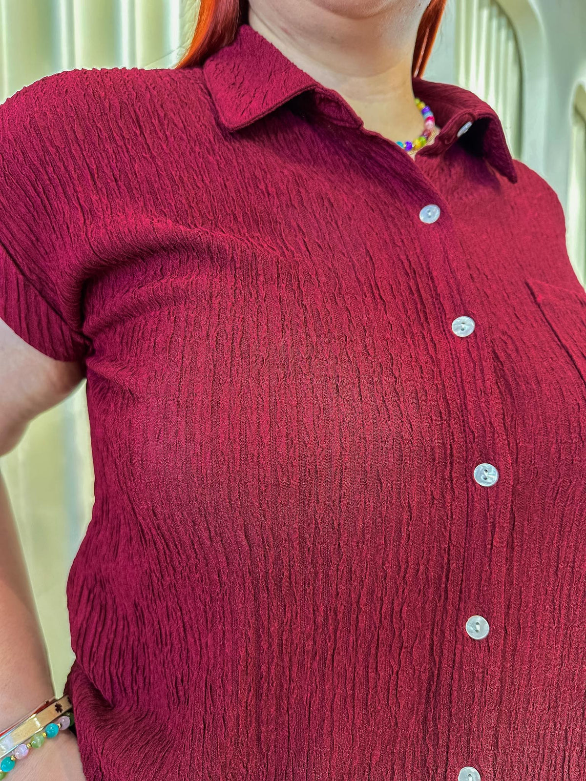 Set Curvy Camisa Pantalón Wide Textura Tinto