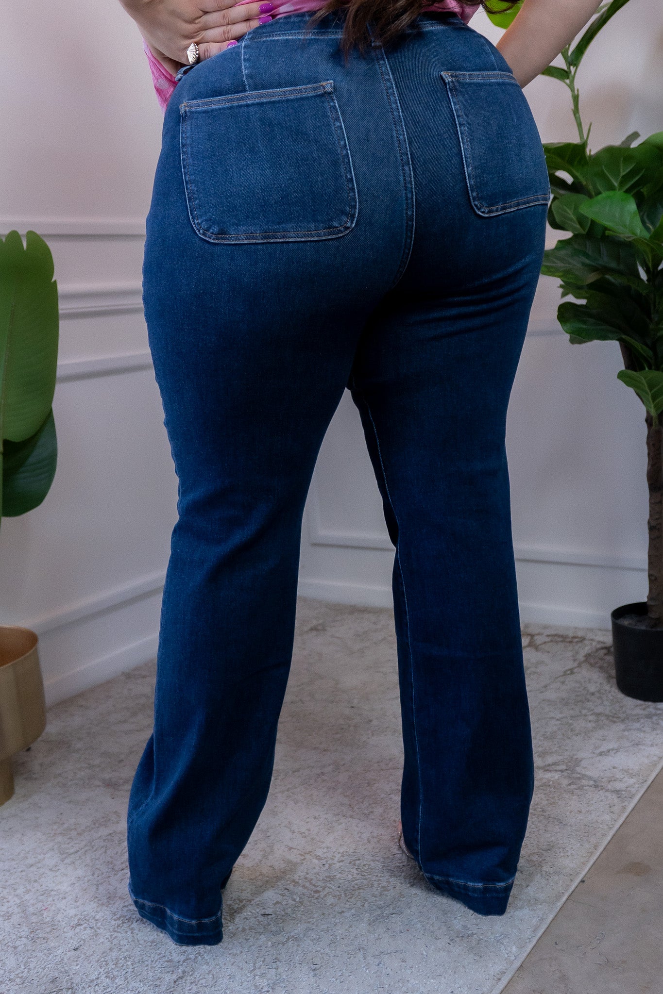 Jeans Curvy Recto Oscuro Tiro Alto Stretch Realza Curvas