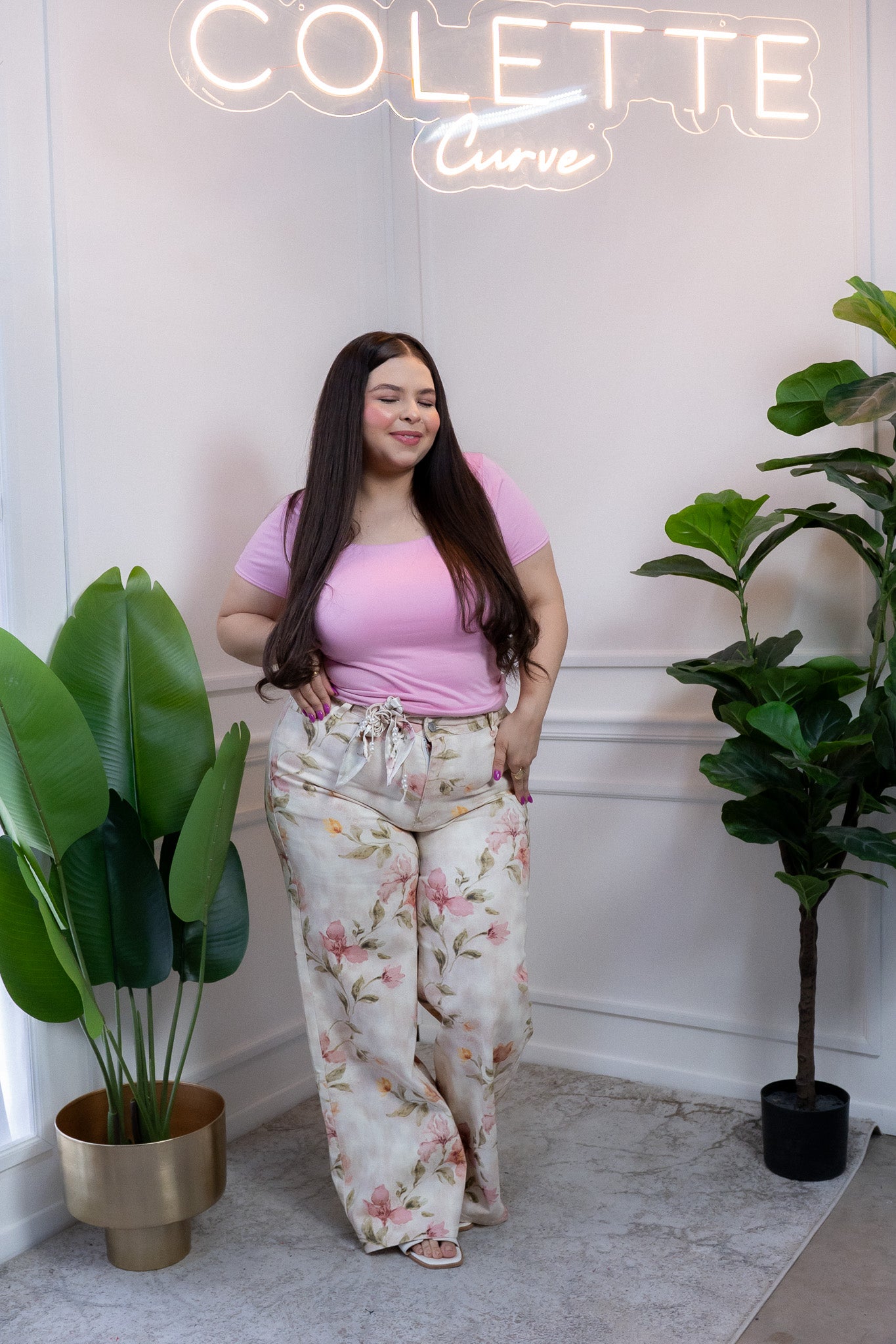 Blusa Curvy Básica Cuello Cuadrado Algodón con Stretch