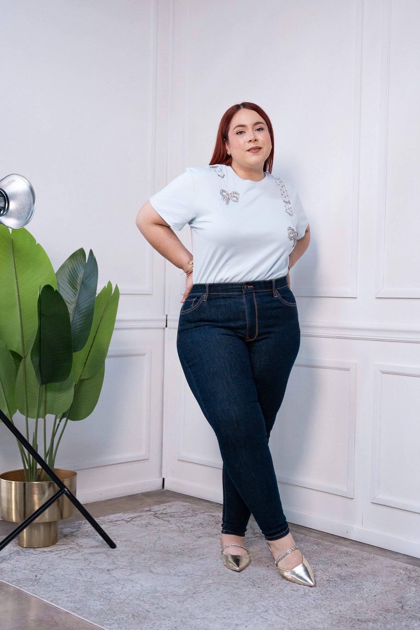 Jeans high rise skinny liso osc