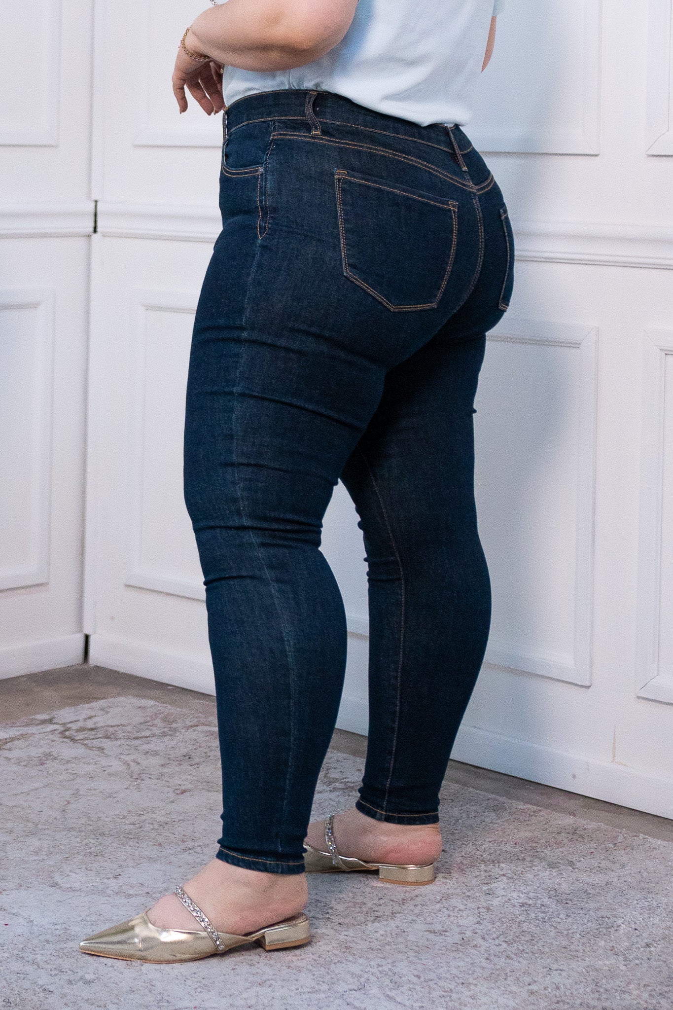 Jeans high rise skinny liso osc