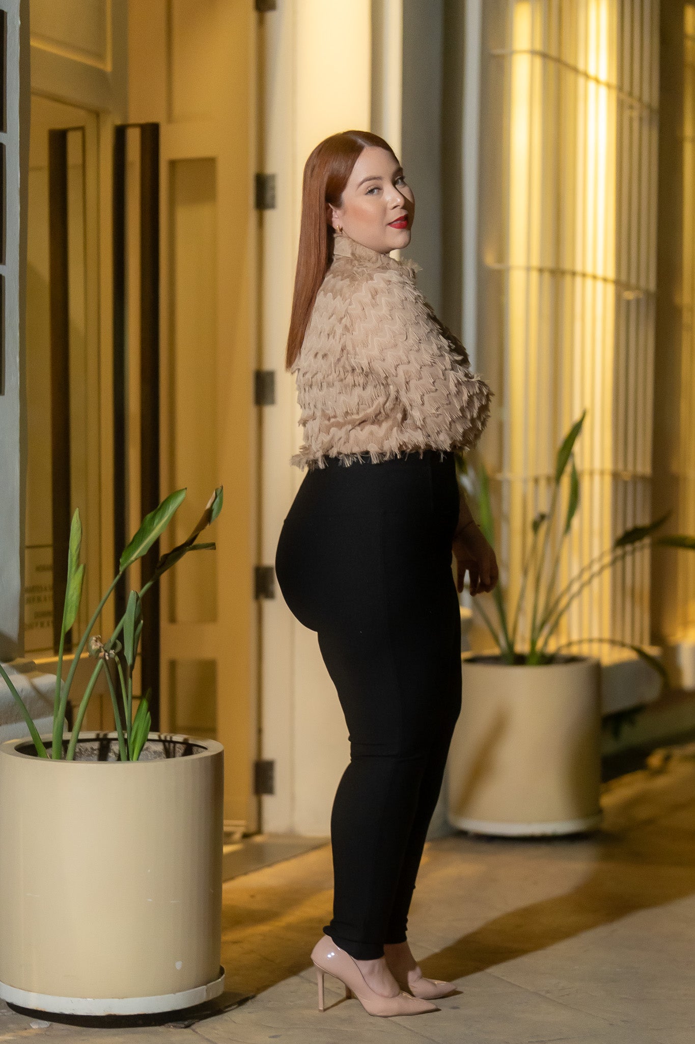 Camisa Curvy con Barbas Negra y Beige