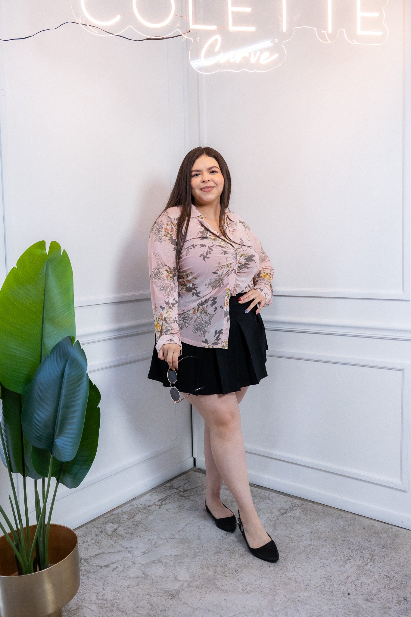 Falda Curvy Deportiva Tableada con Short Stretch Femenina