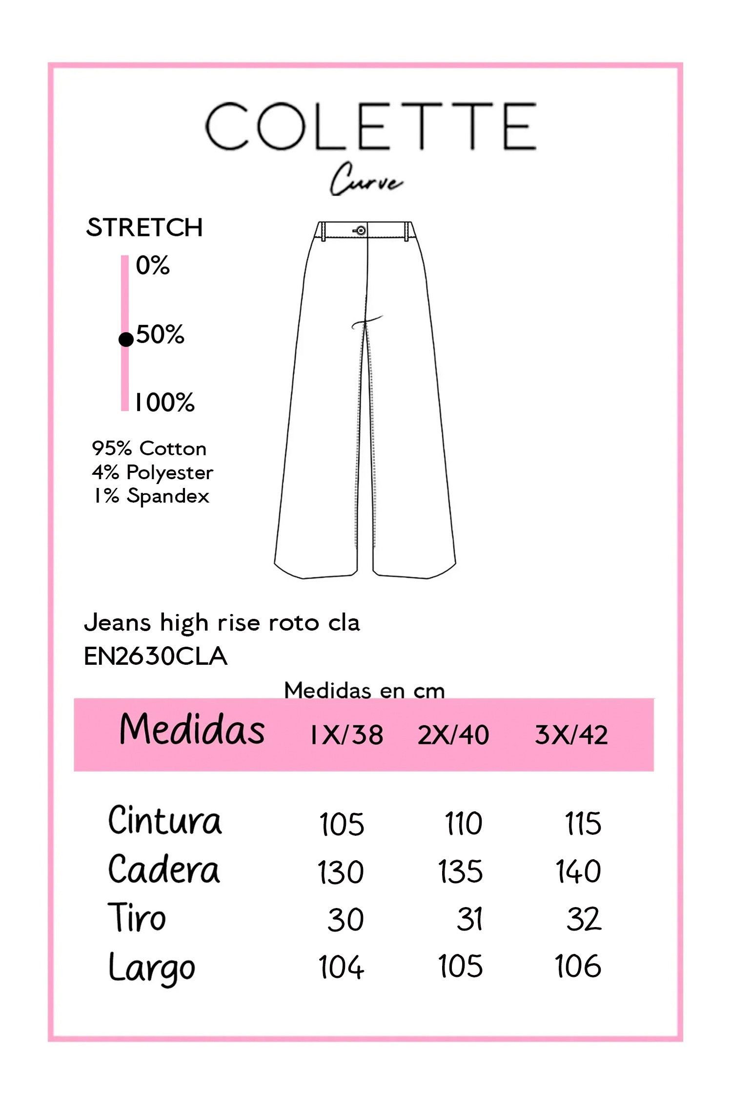 Jeans Curvy High Rise Wide Leg Roto Claro