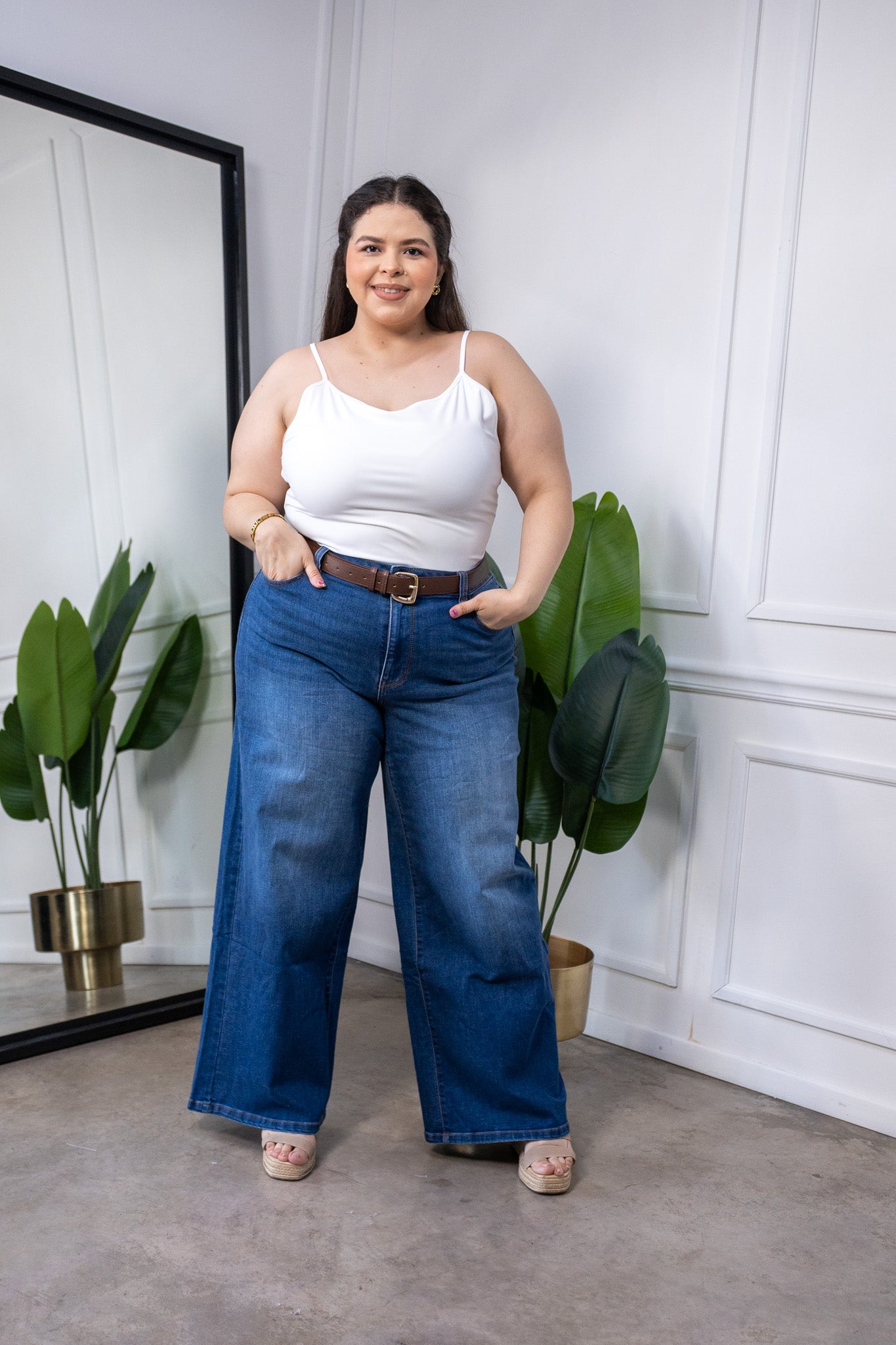 Jeans Curvy Baggy Liso Oscuro