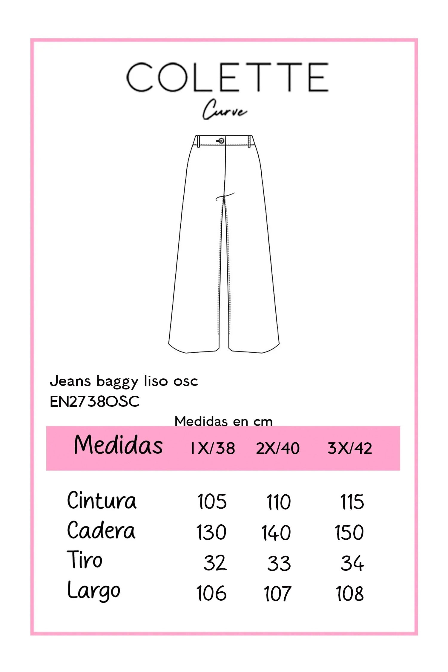 Jeans Curvy Baggy Liso Cintura Alta Wide Leg Azul Oscuro