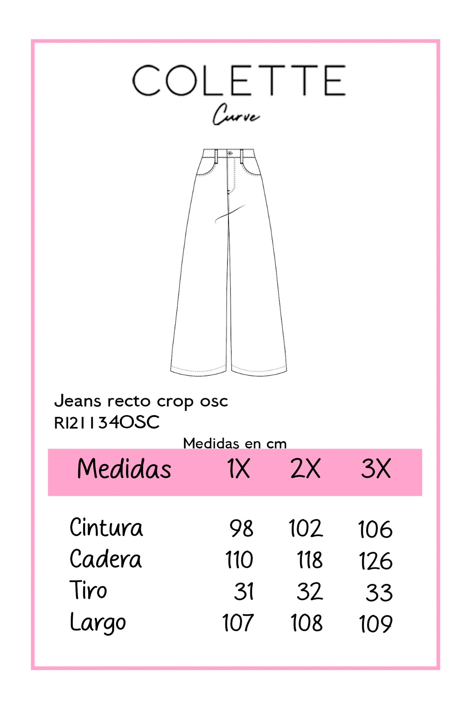 Jeans Curvy Recto Crop Oscuro Stretch Tiro Alto Estiliza