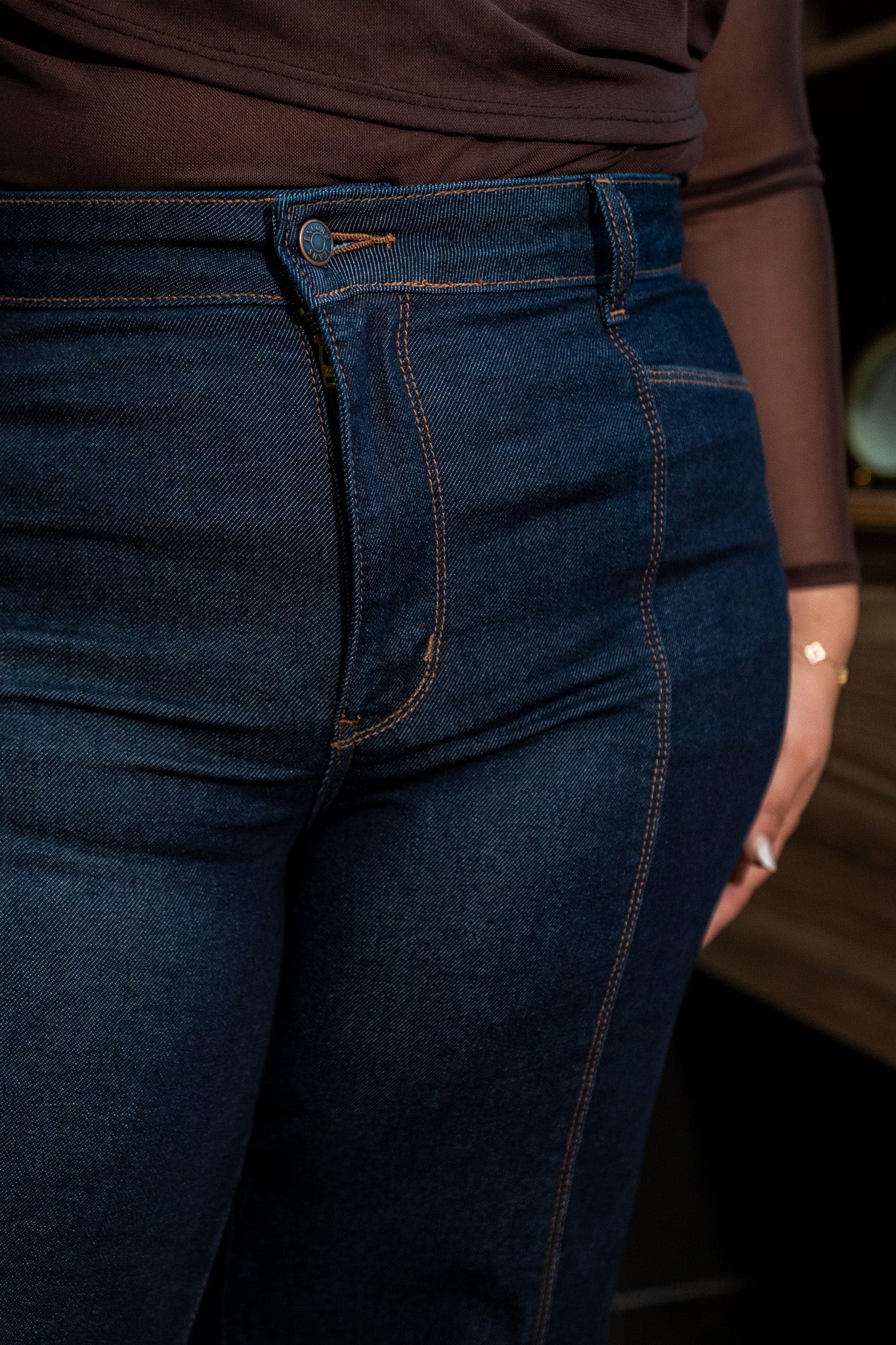 Jeans Wide Leg Linea Frontal Curvy Oscuro