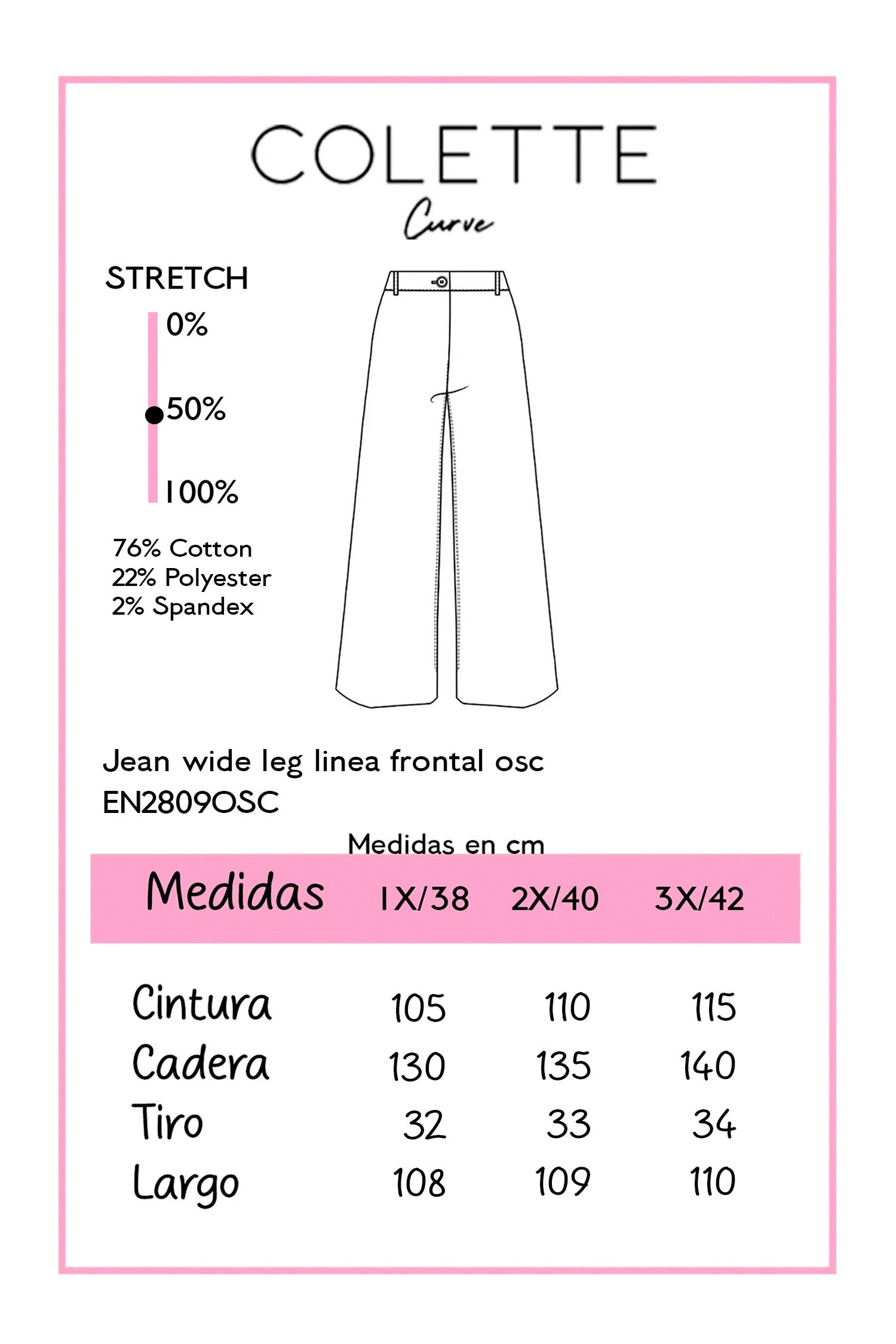 Jeans Wide Leg Linea Frontal Curvy Oscuro
