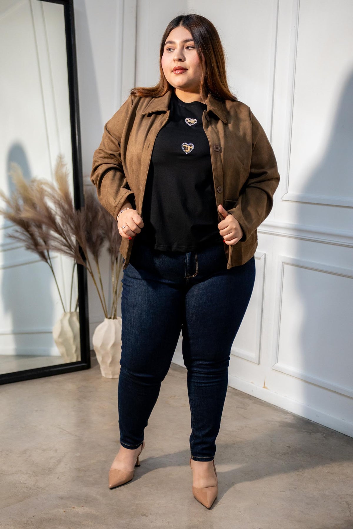 Blusa Curvy Print Corazones Negra