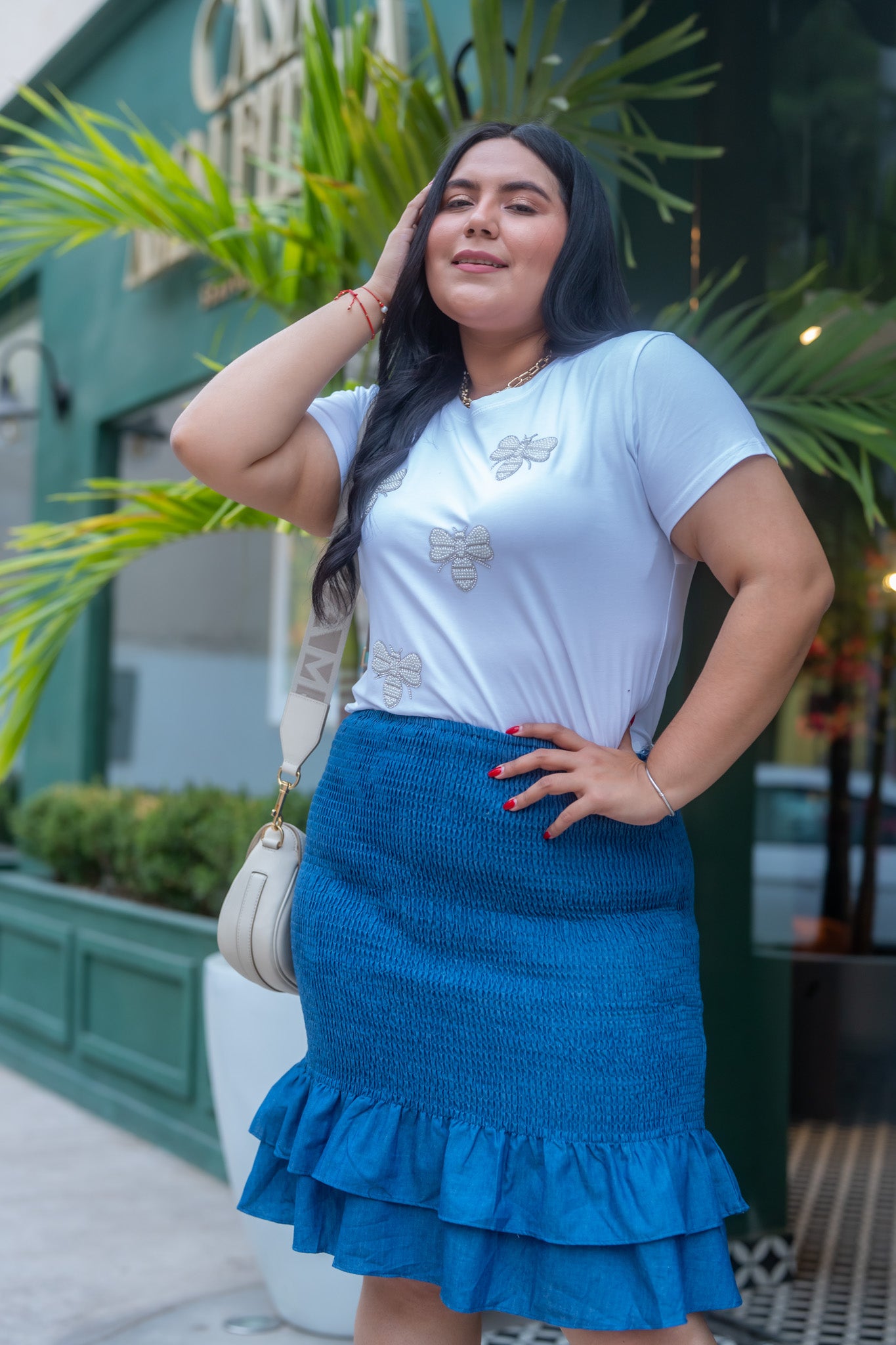 Falda denim c/resorte