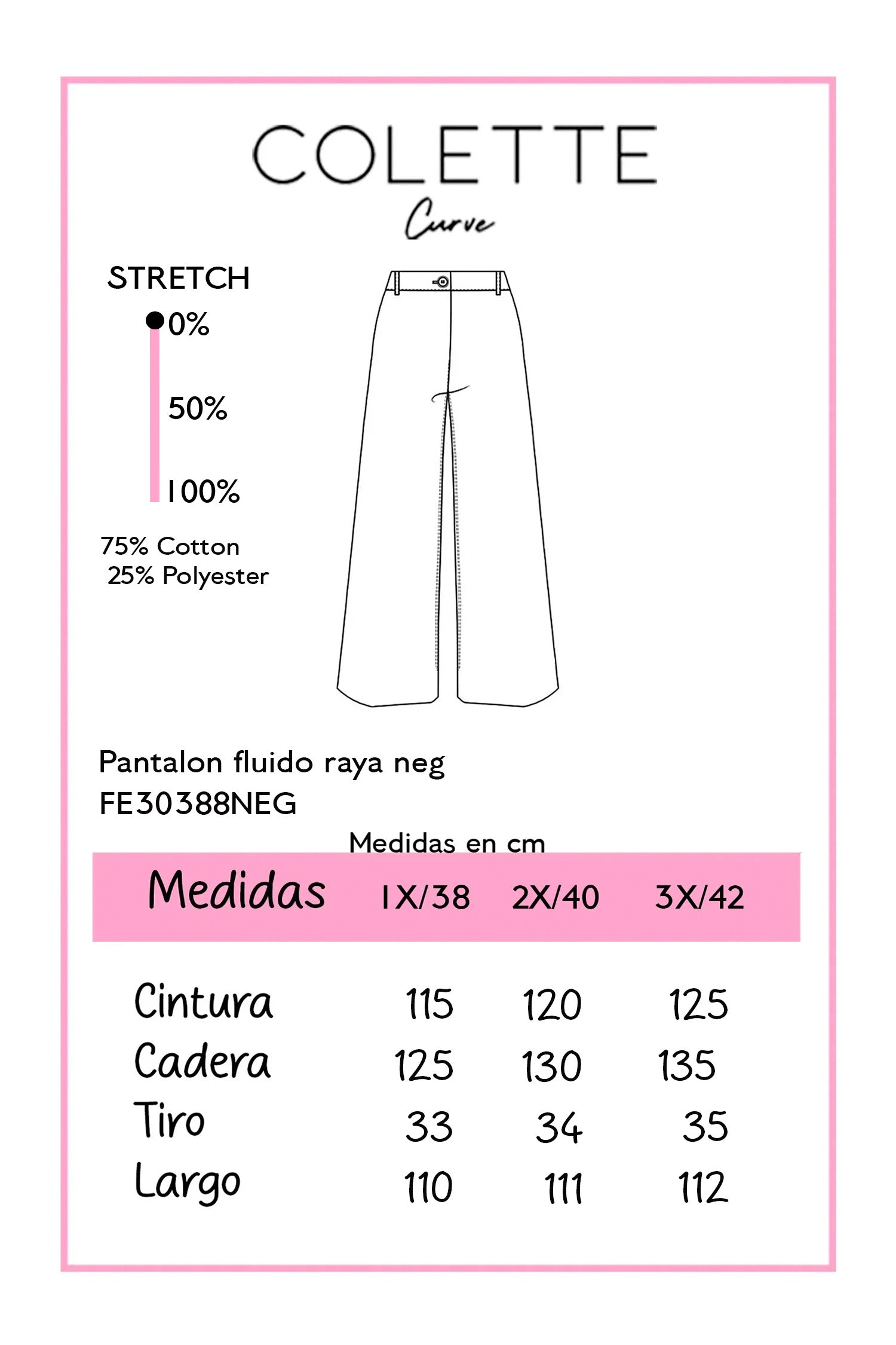 Pantalón curvy rayas b&n con elastico en cintura