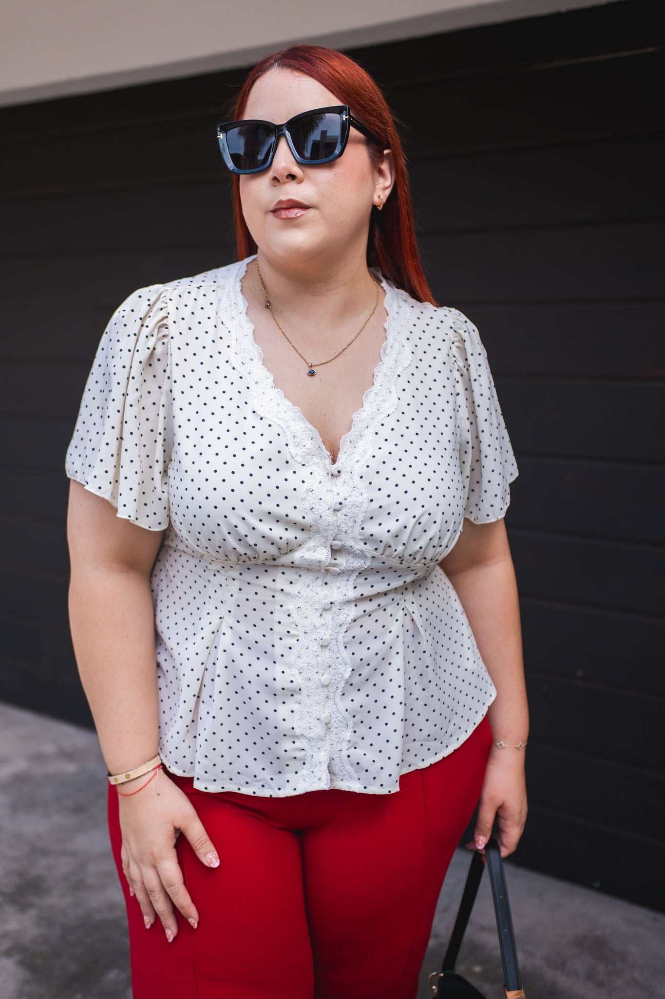 Blusa Cuello V Polka Curvy Blanca