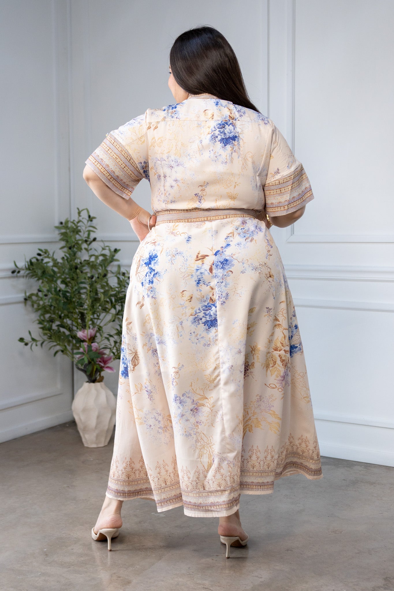 Maxi Vestido Camisero Curvy Estampado Floral