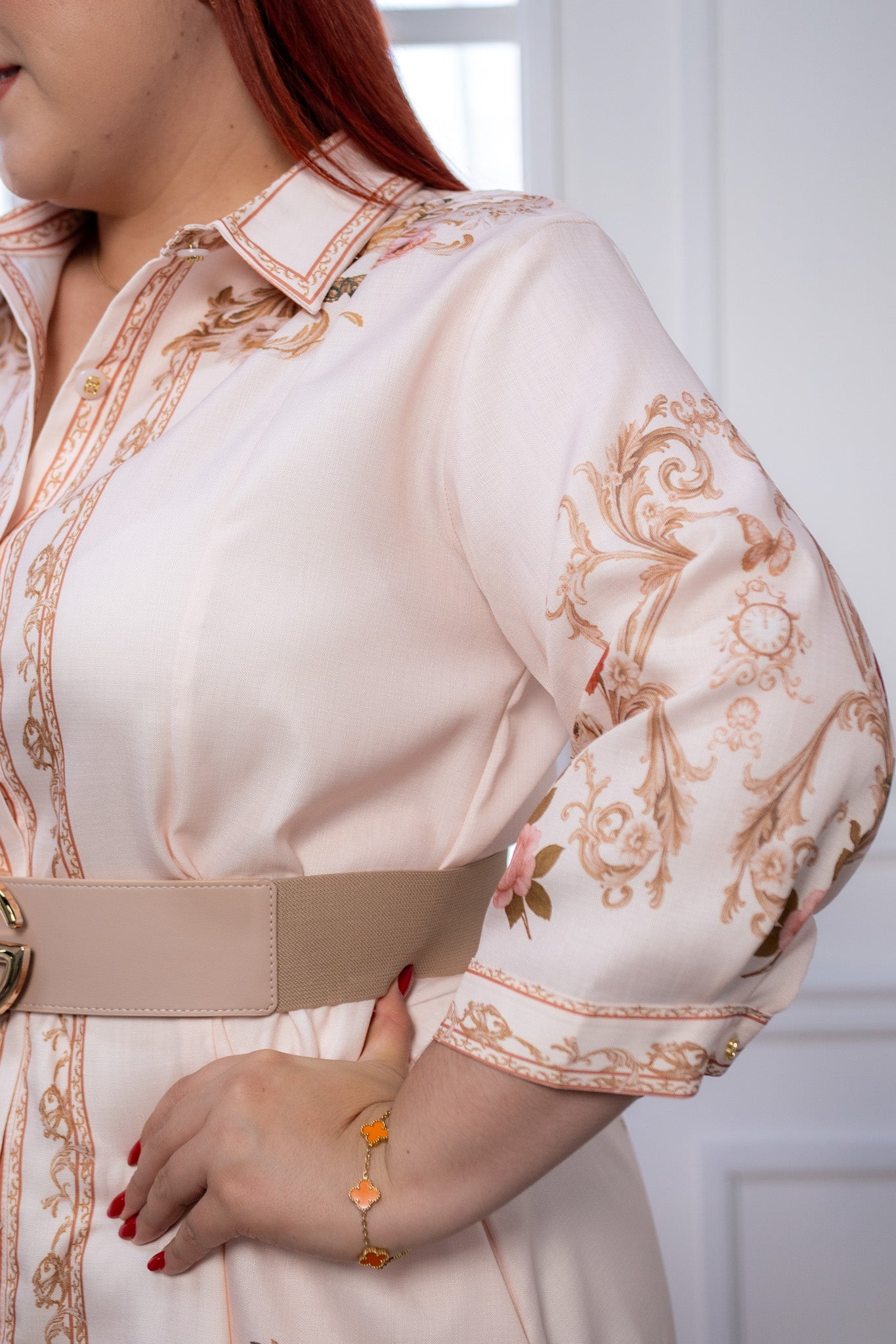 Maxi Vestido Curvy Camisero Estampado Rosa