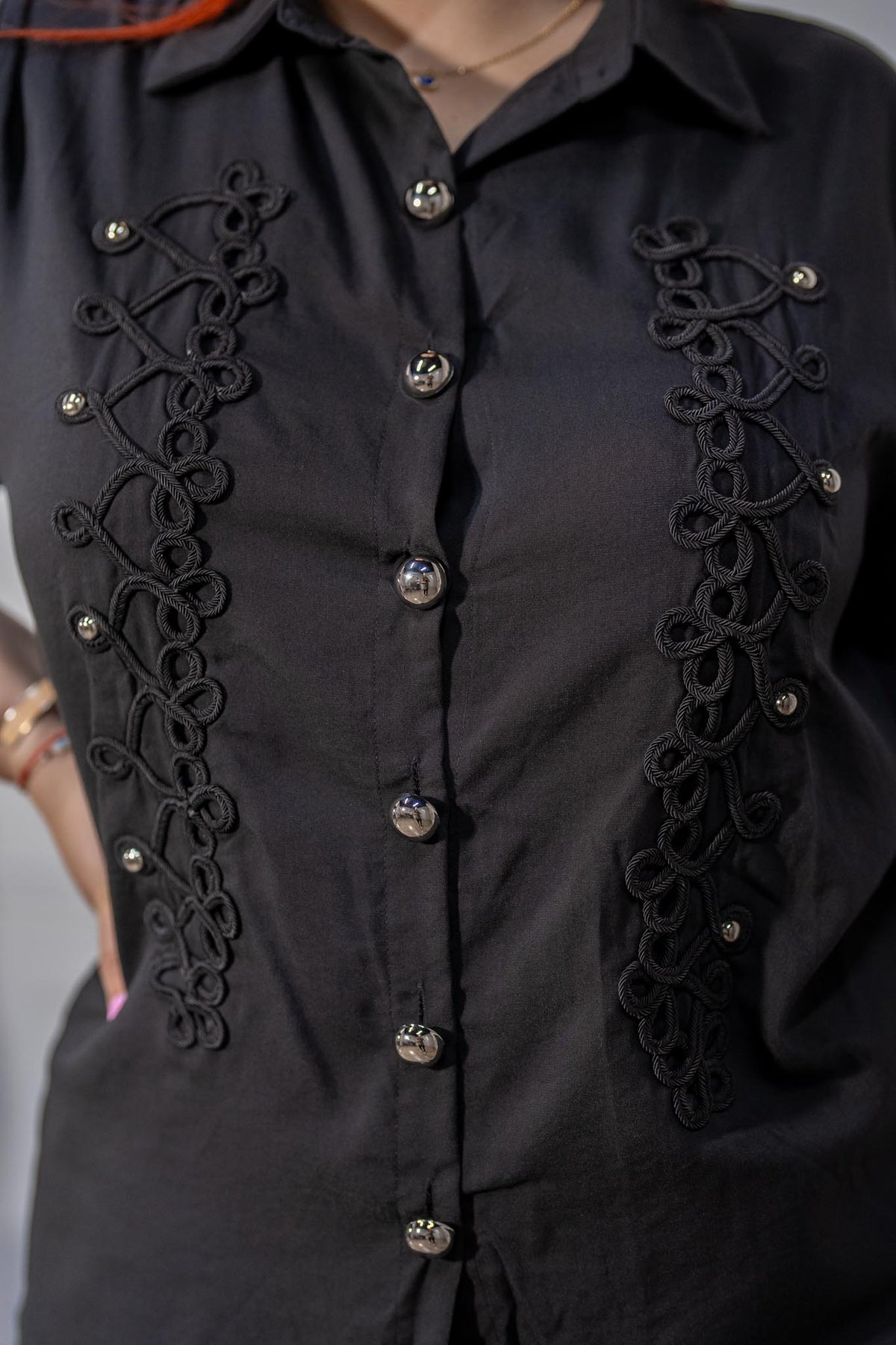 Set Curvy Camisa Napoleón y Pantalón Ancho Negro