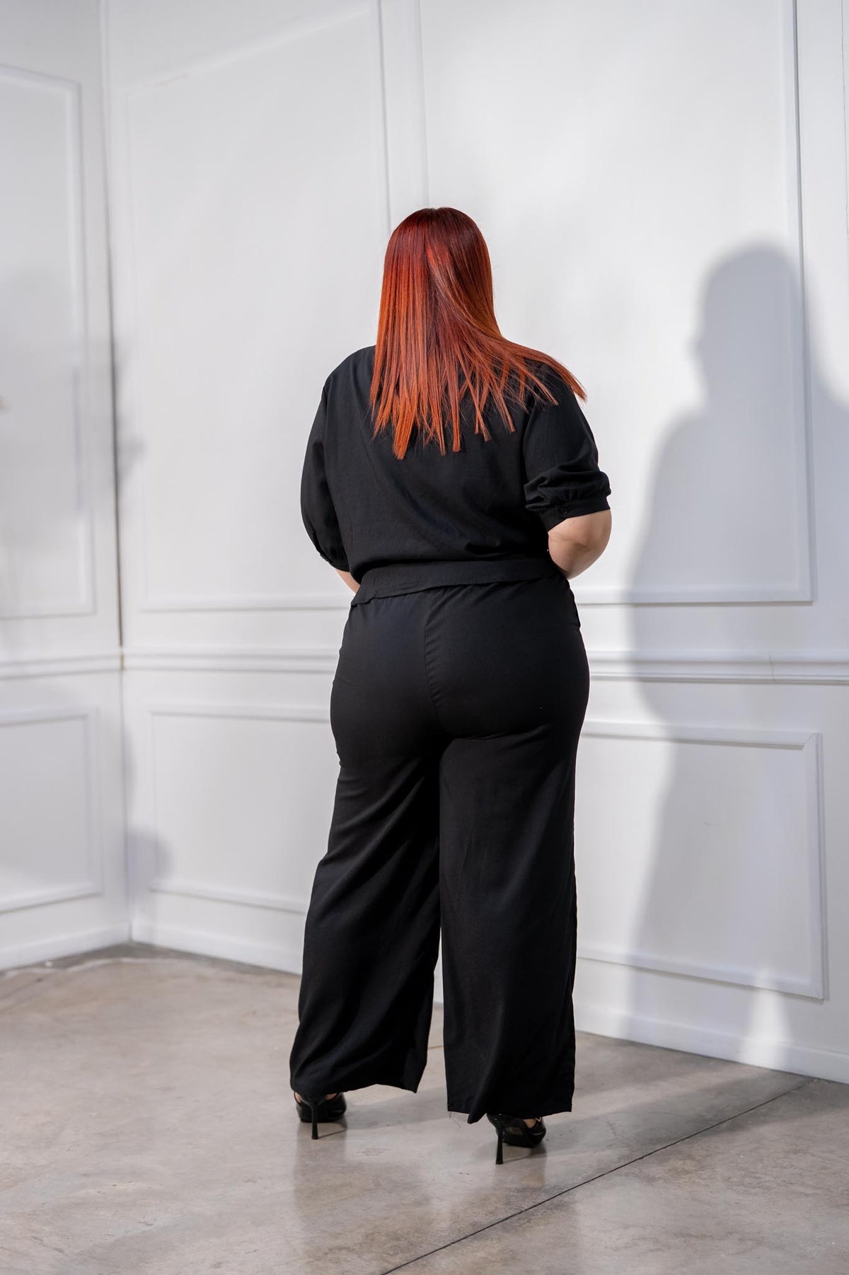 Set Curvy Camisa Napoleón y Pantalón Ancho Negro