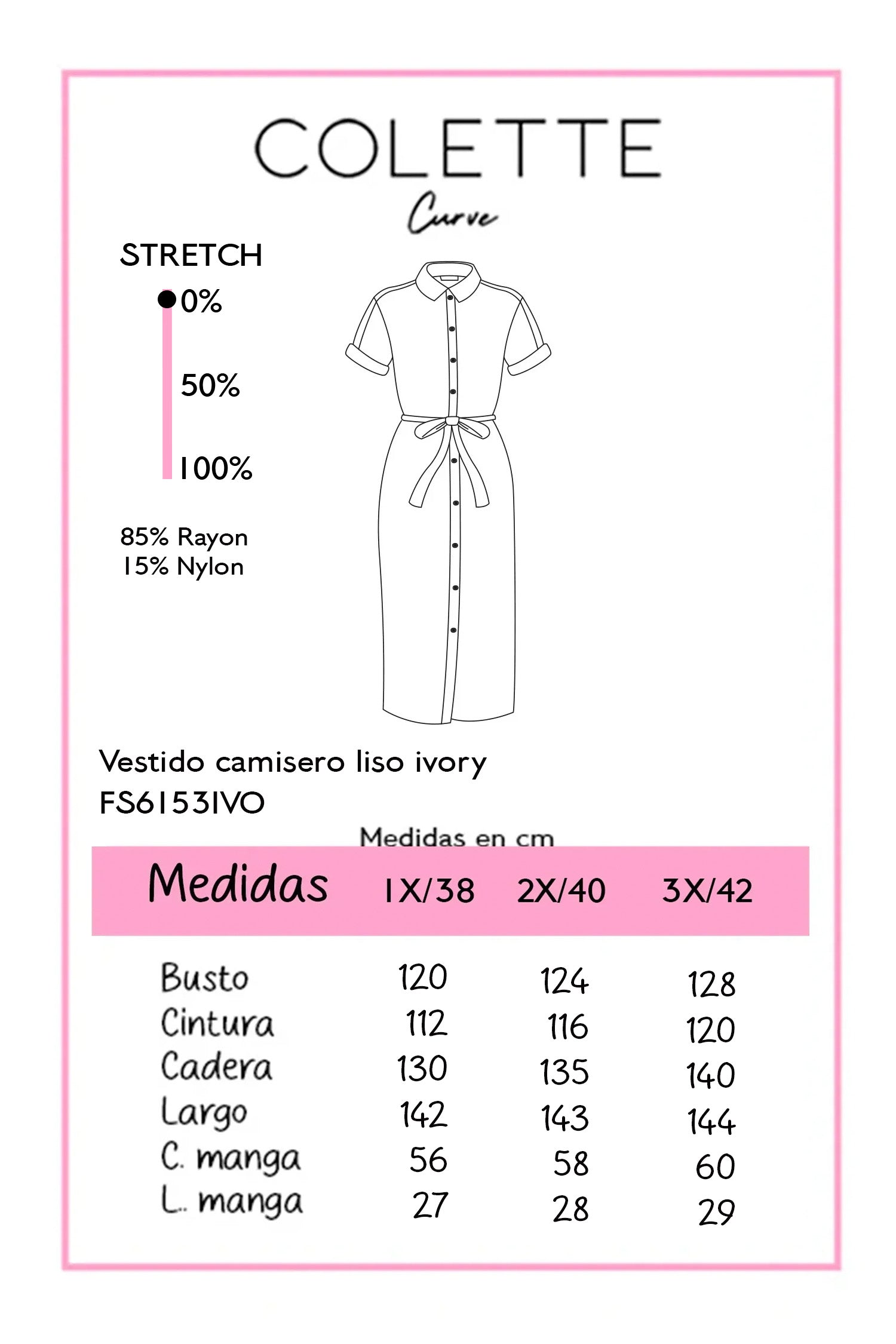 Maxi Vestido Camisero Curvy Manga Corta Botones Ivory