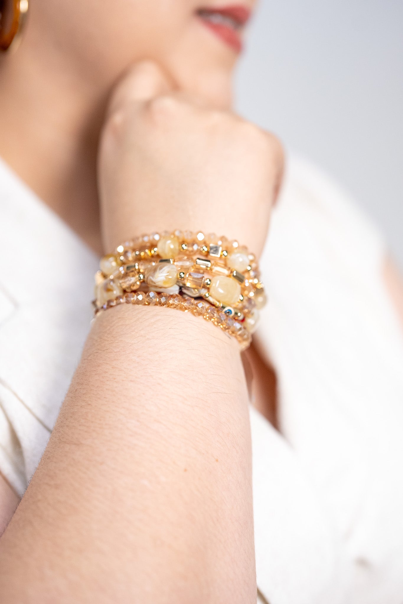 Juego Pulseras Curvy Elásticas Multicolor Boho Plus