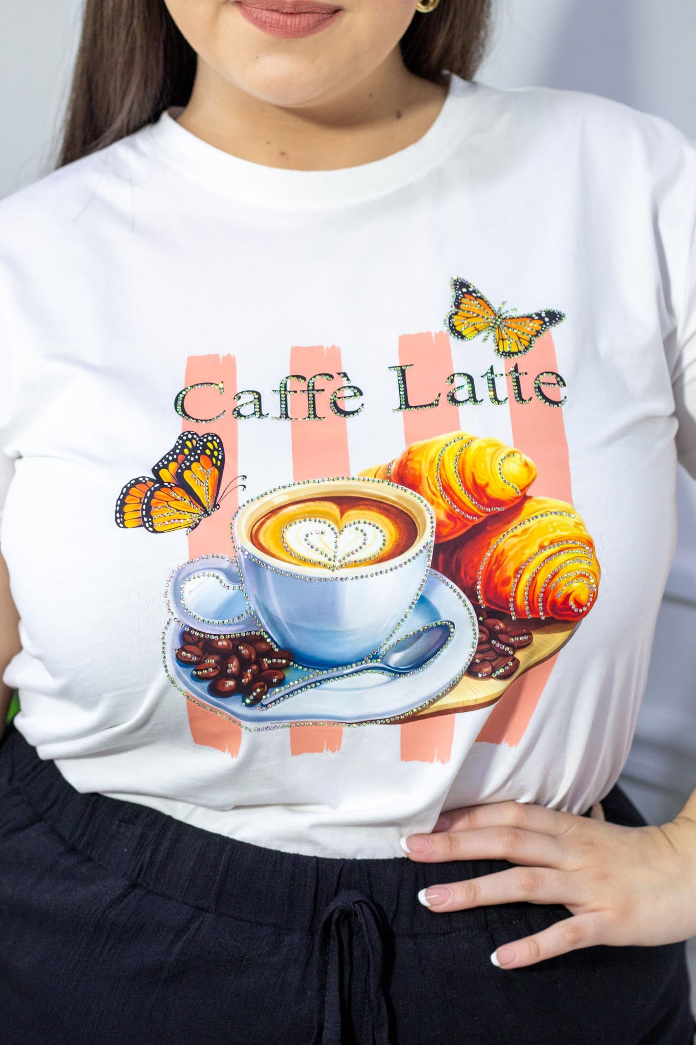 Playera Caffe Latte Curvy Blanca