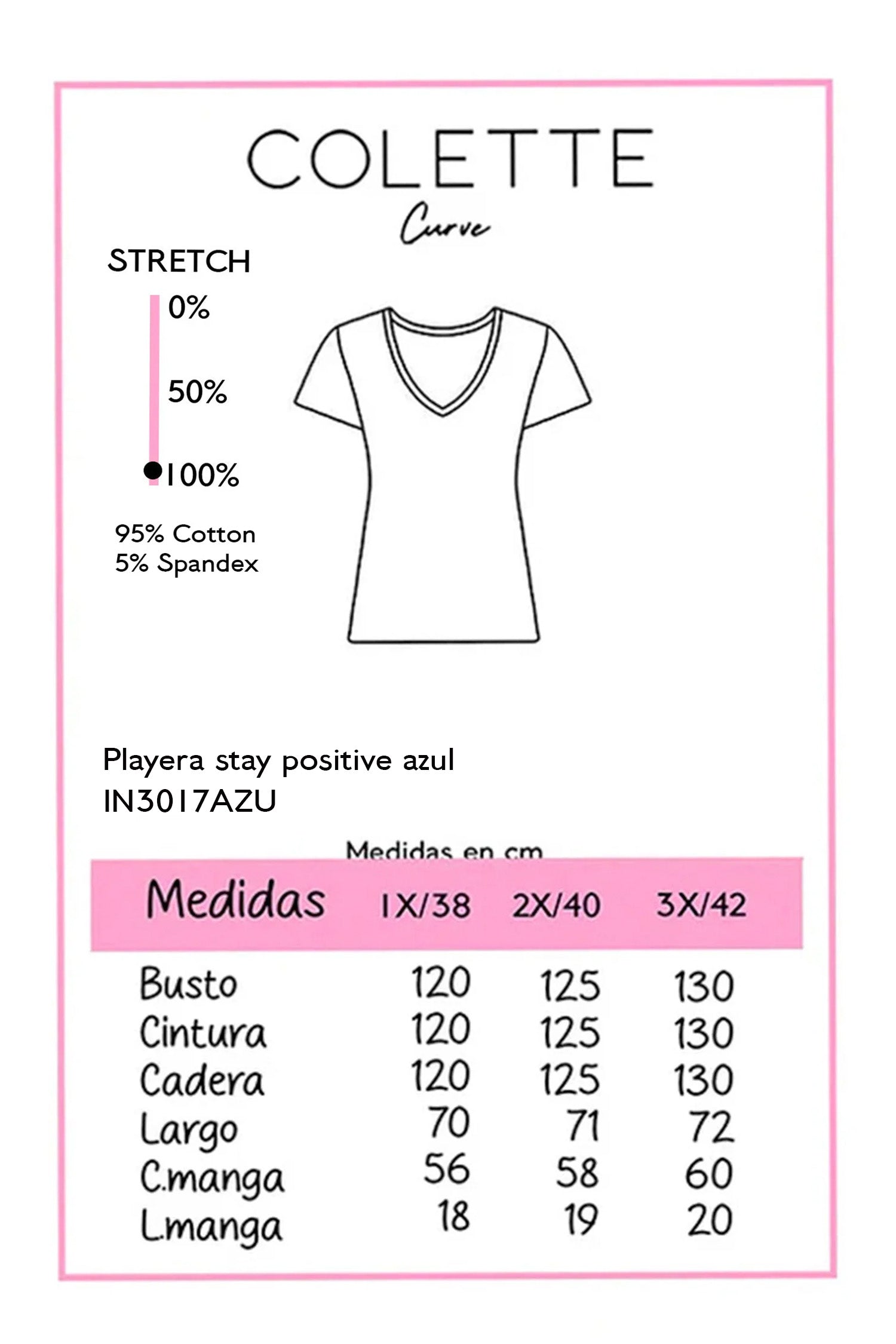 Playera Curvy Estampada Stay Positive Azul