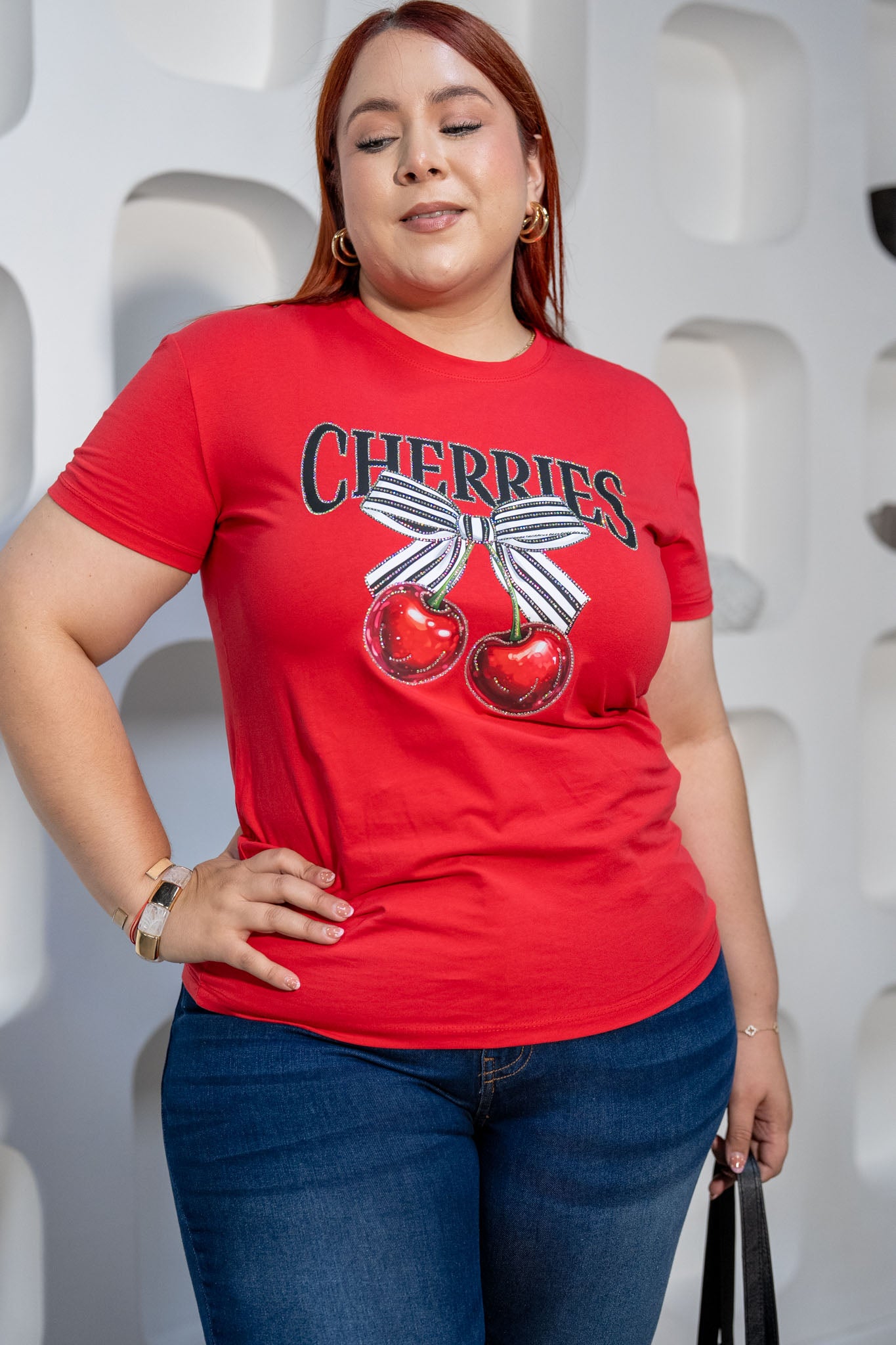Playera Cherries Curvy Roja