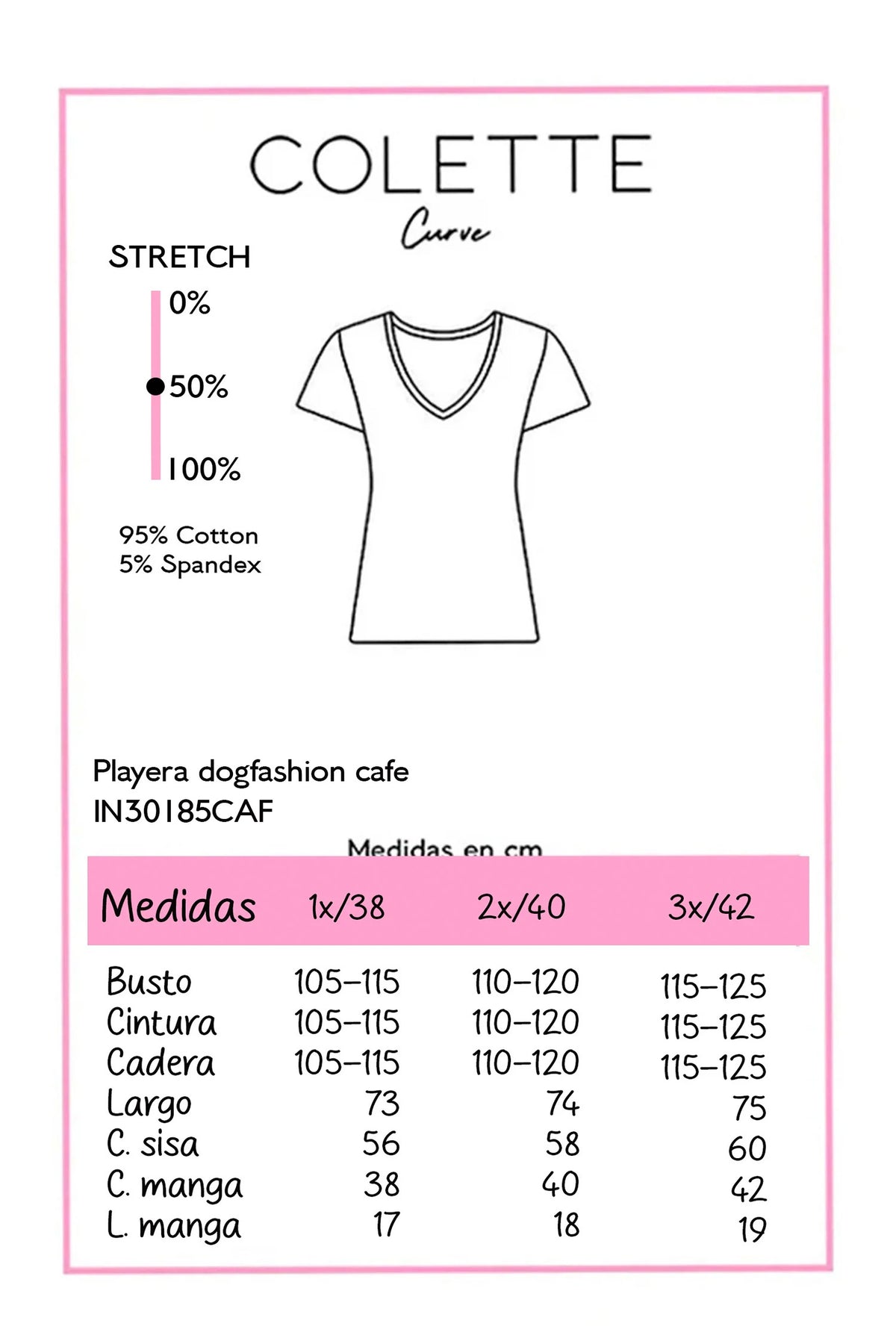 Playera Curvy Estampado Dog Fashion Café Chocolate