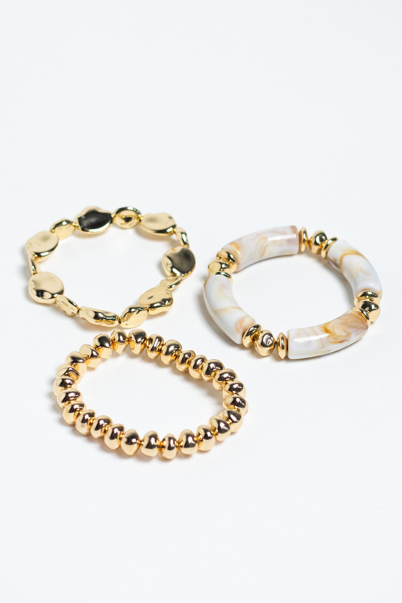 Set Pulseras Marmol Dorada