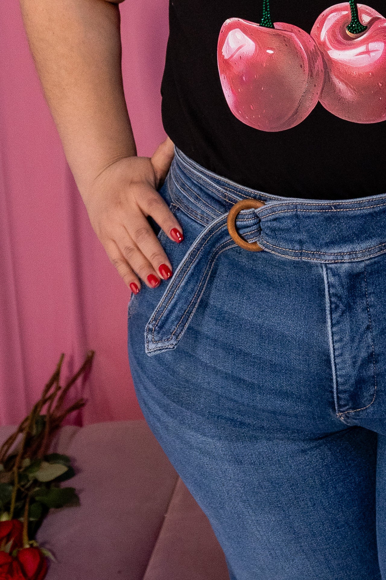 Jeans Recto Curvy con Cinturón