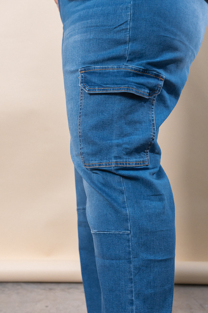 Straight blue cargo jeans