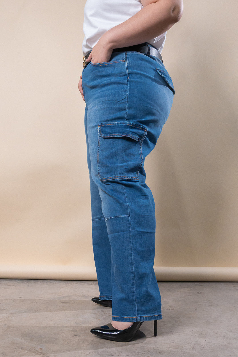 Straight blue cargo jeans