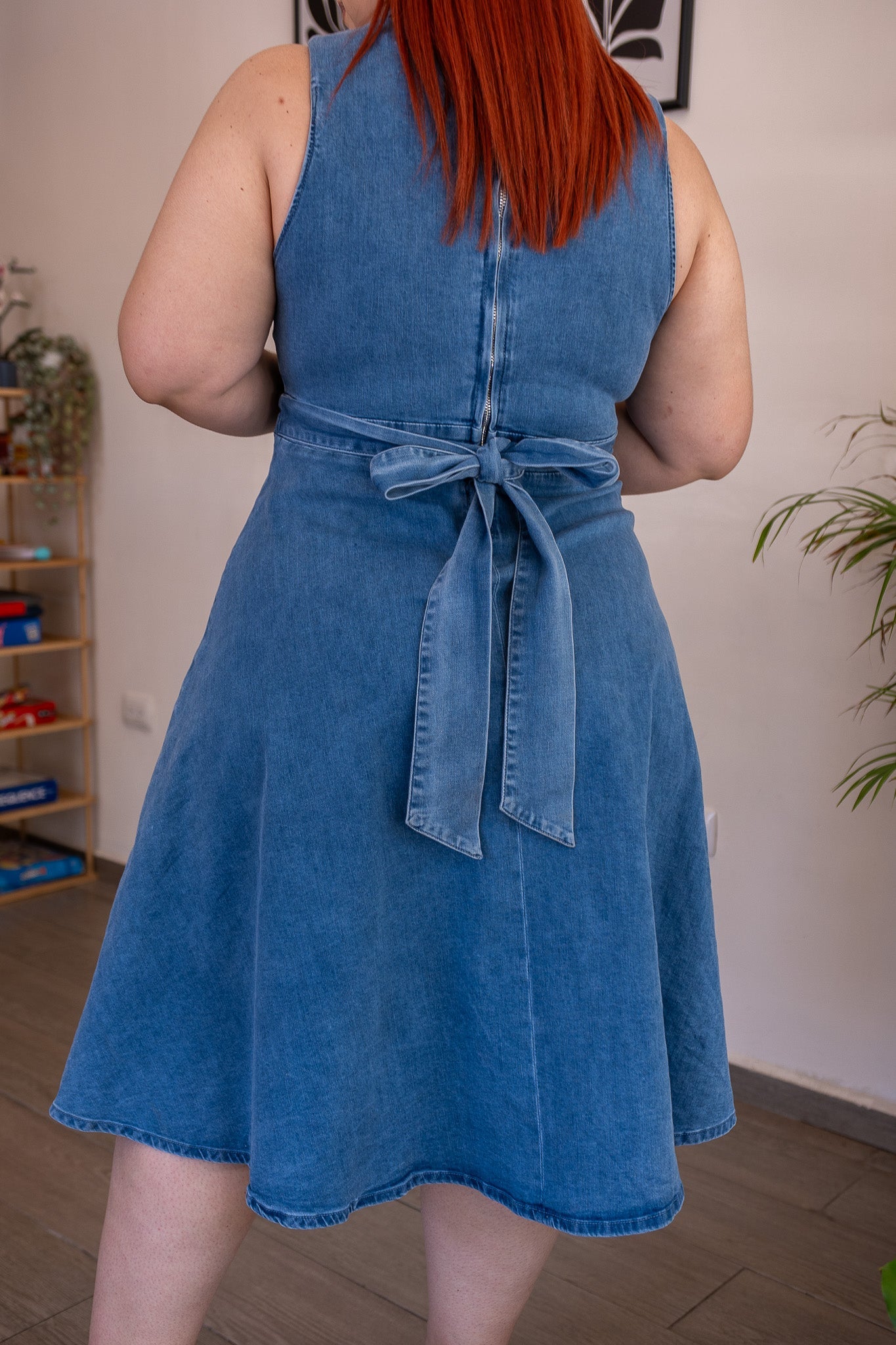 Vestido Midi Curvy Camisero Denim Botones Dorados Claro