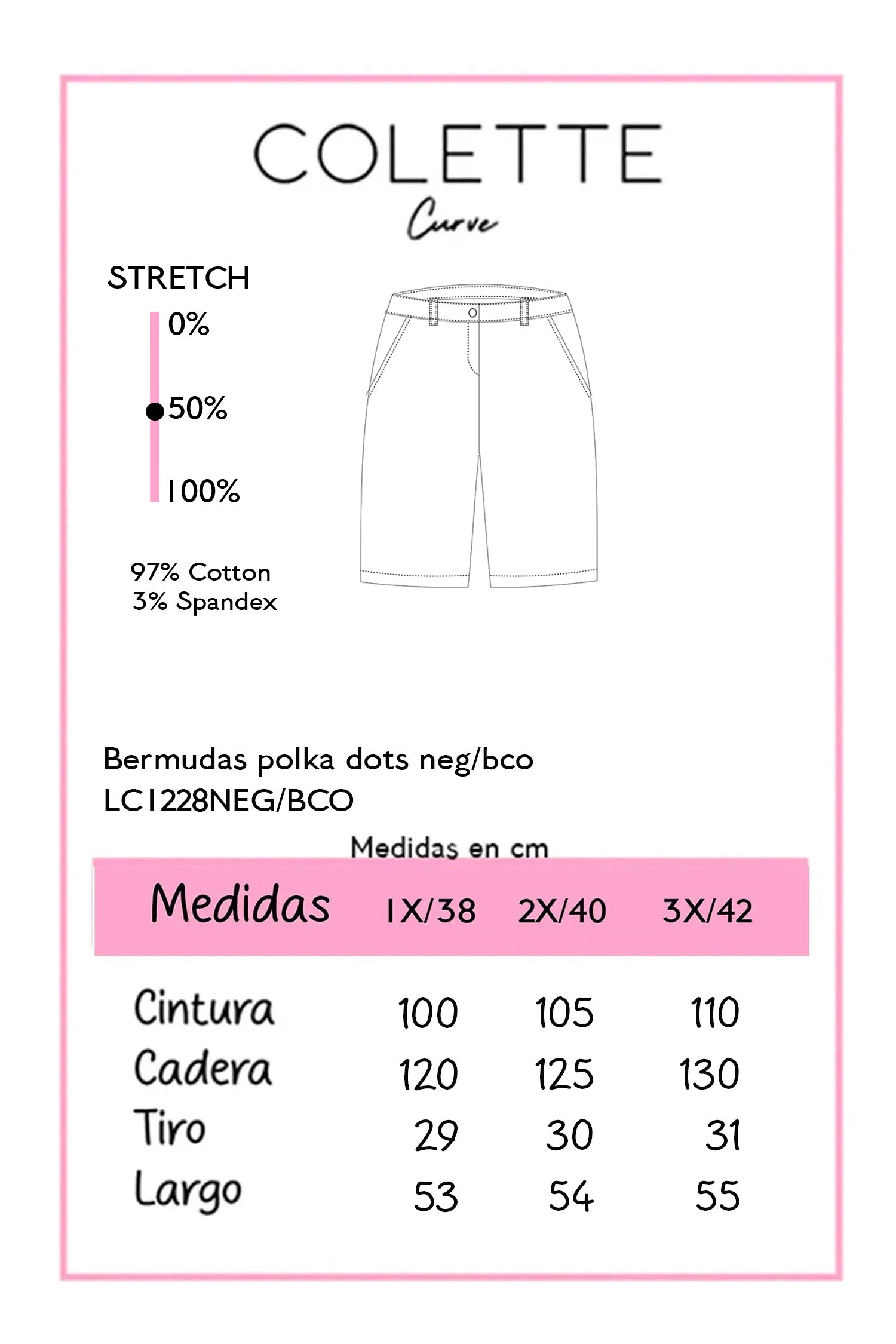 Bermuda Polka Dots Curvy Blanca/lazo y cuentas