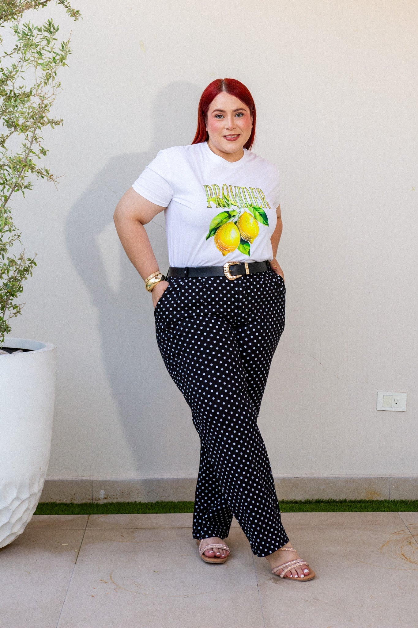 Playera Curvy Limones Blanca Tropical Casual Verano