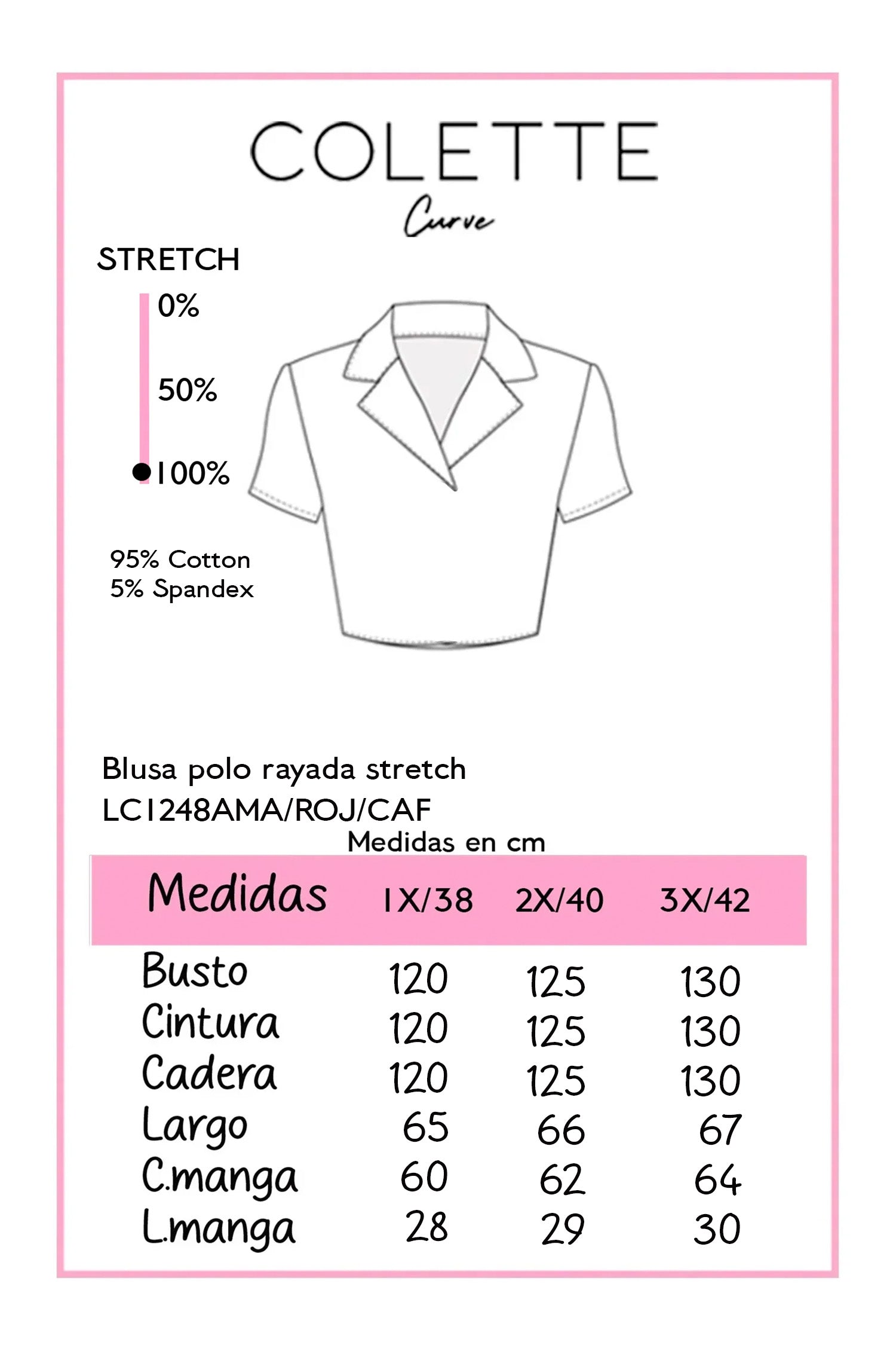Blusa polo rayada stretch